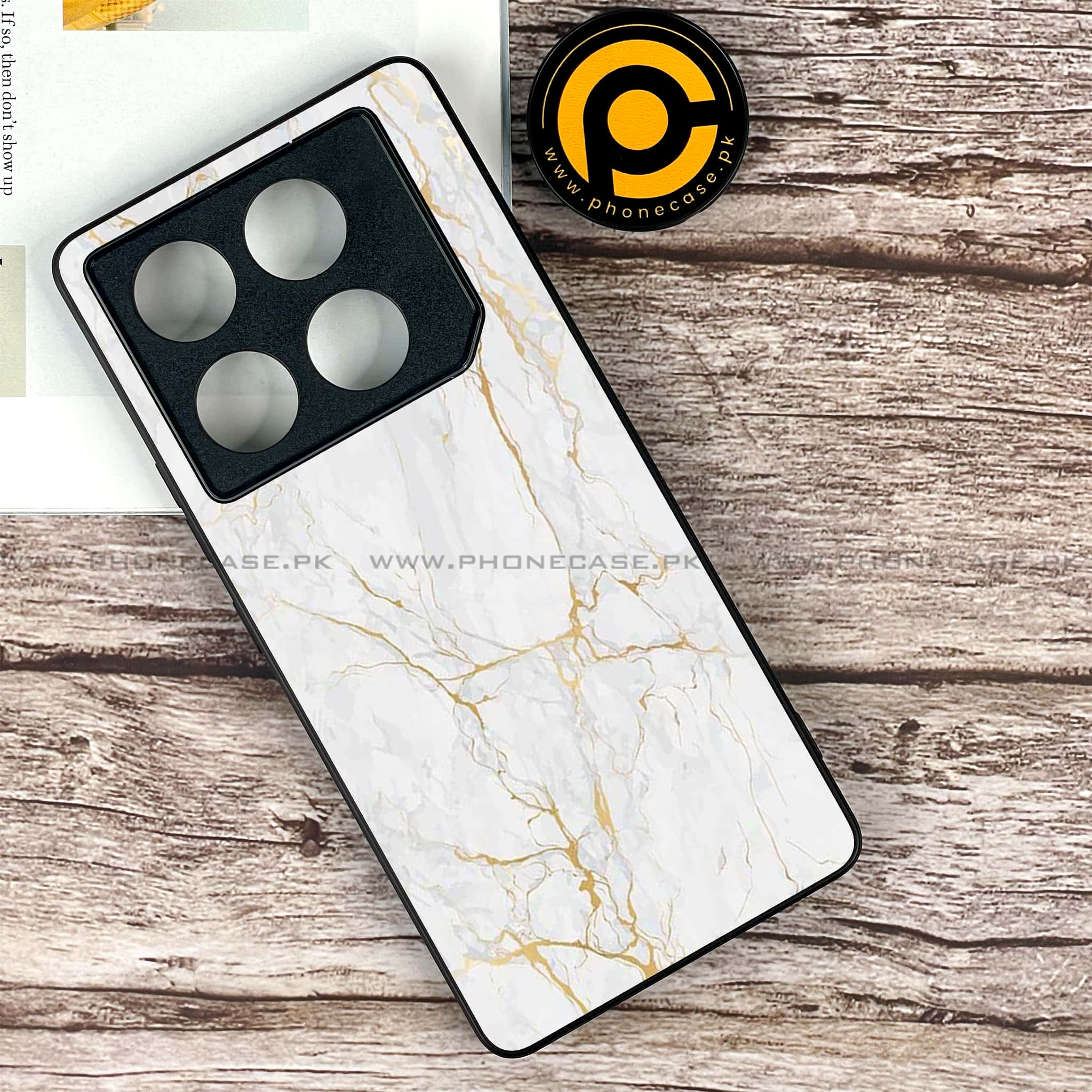 Infinix GT 20 Pro - White Marble series - Premium Printed Glass soft Bumper shock Proof Case