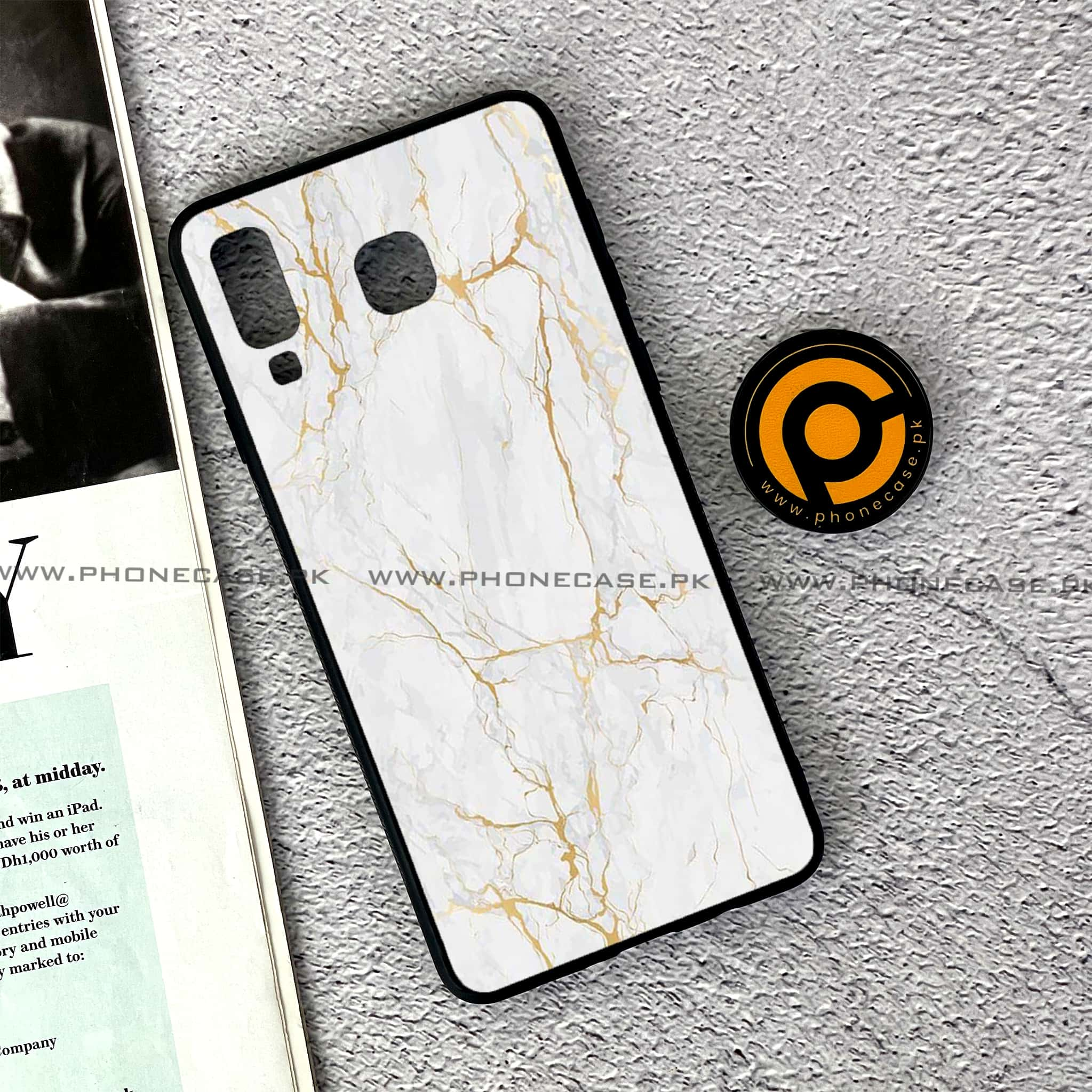 Samsung Galaxy A8 Star(A9 Star) - White Marble series - Premium Printed Glass soft Bumper shock Proof Case