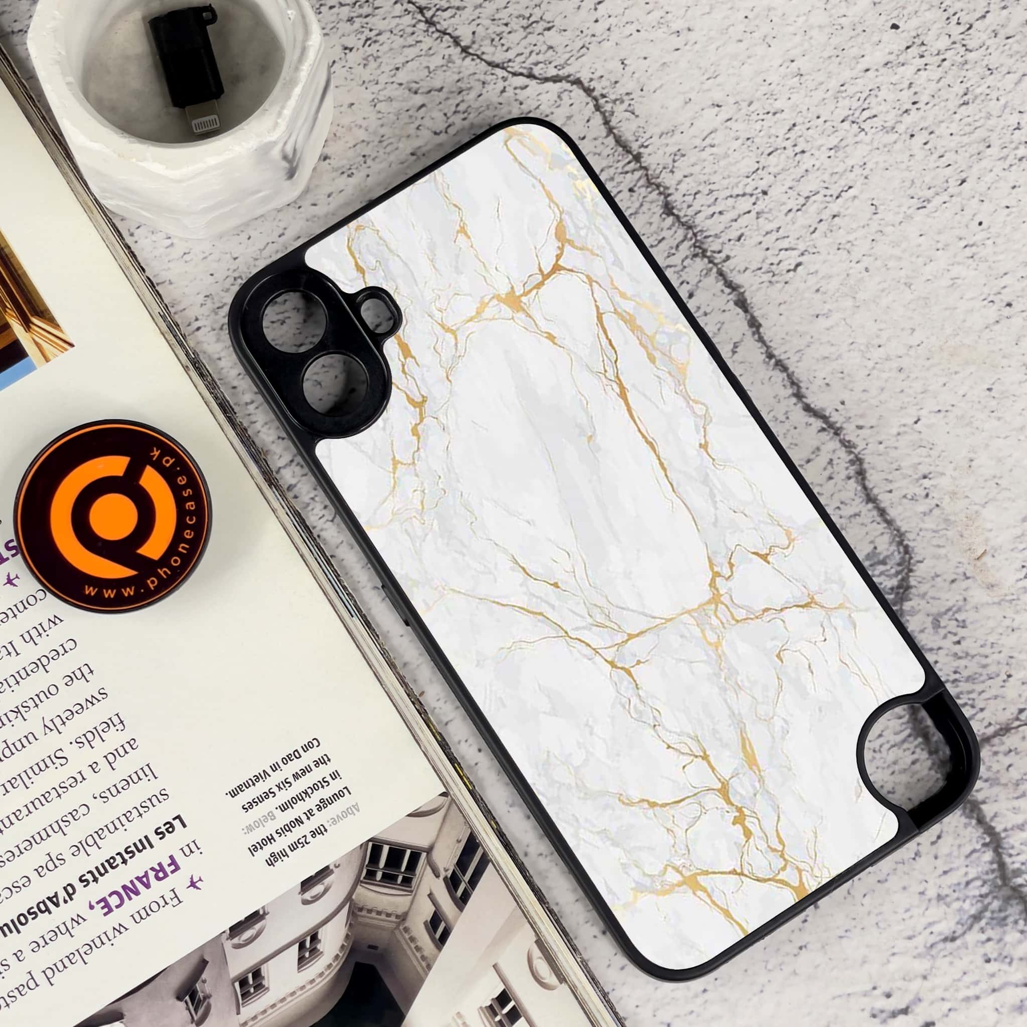 Nothing CMF Phone 1 - White Marble Series - Premium Metal Printed soft Bumper Shock Proof Case