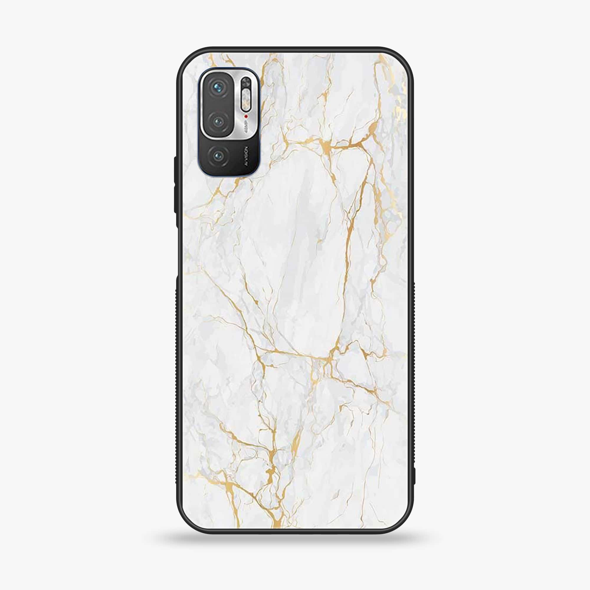 Xiaomi Redmi Note 10 5G - White Marble Series - Premium Printed Glass soft Bumper shock Proof Case