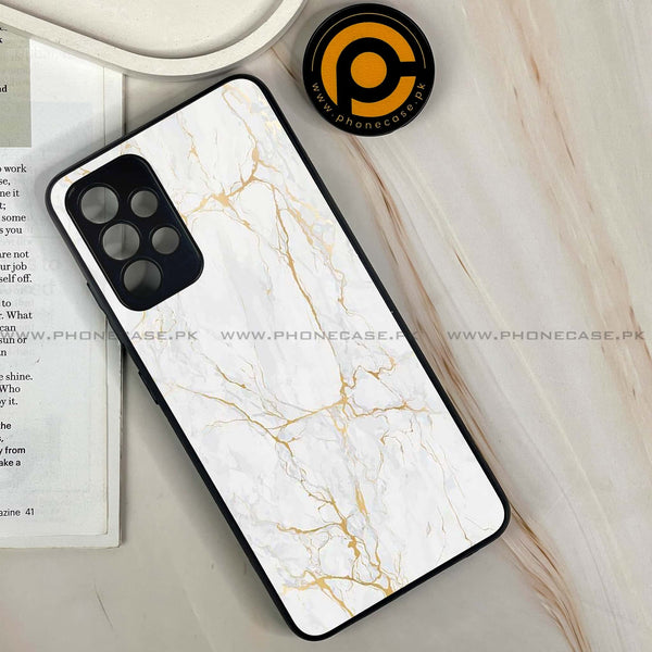 Galaxy A32 - White Marble Design 8 - Premium Printed Glass soft Bumper shock Proof Case CS-34430