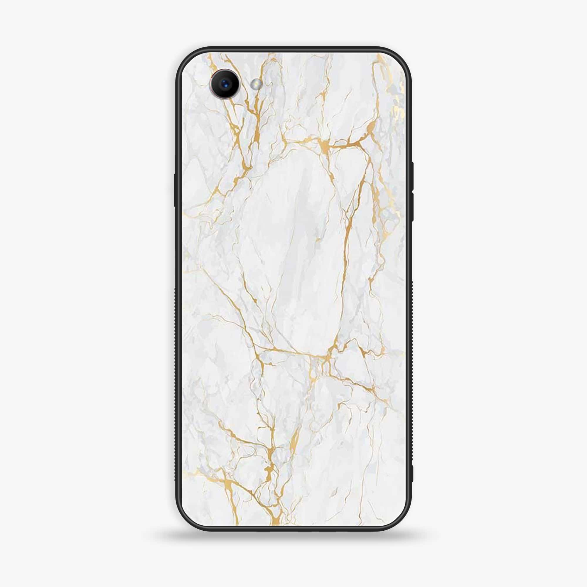 Oppo F7 Youth - White Marble series - Premium Printed Glass soft Bumper shock Proof Case