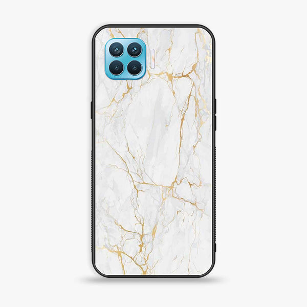 Oppo F17 - White Marble Design 8- Premium Printed Glass soft Bumper shock Proof Case CS-11899