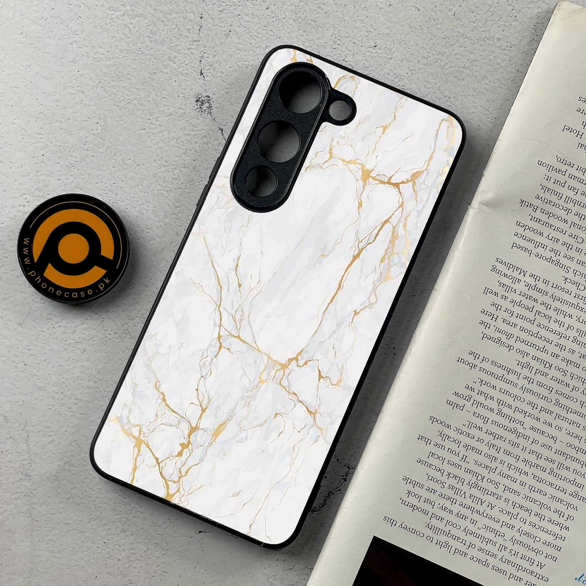 Vivo Y04 - White Marble series - Premium Metal Printed Soft Bumper Shockproof Case