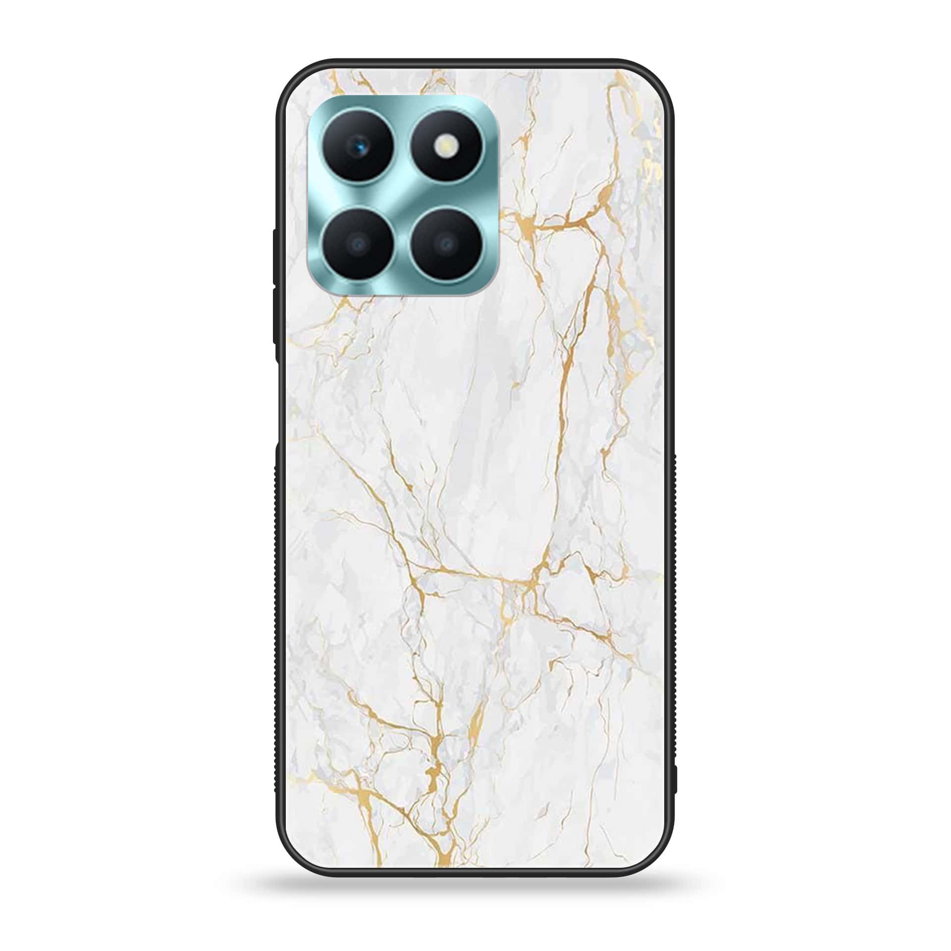 Honor X6a - White Marble Series - Premium Printed Glass soft Bumper shock Proof Case
