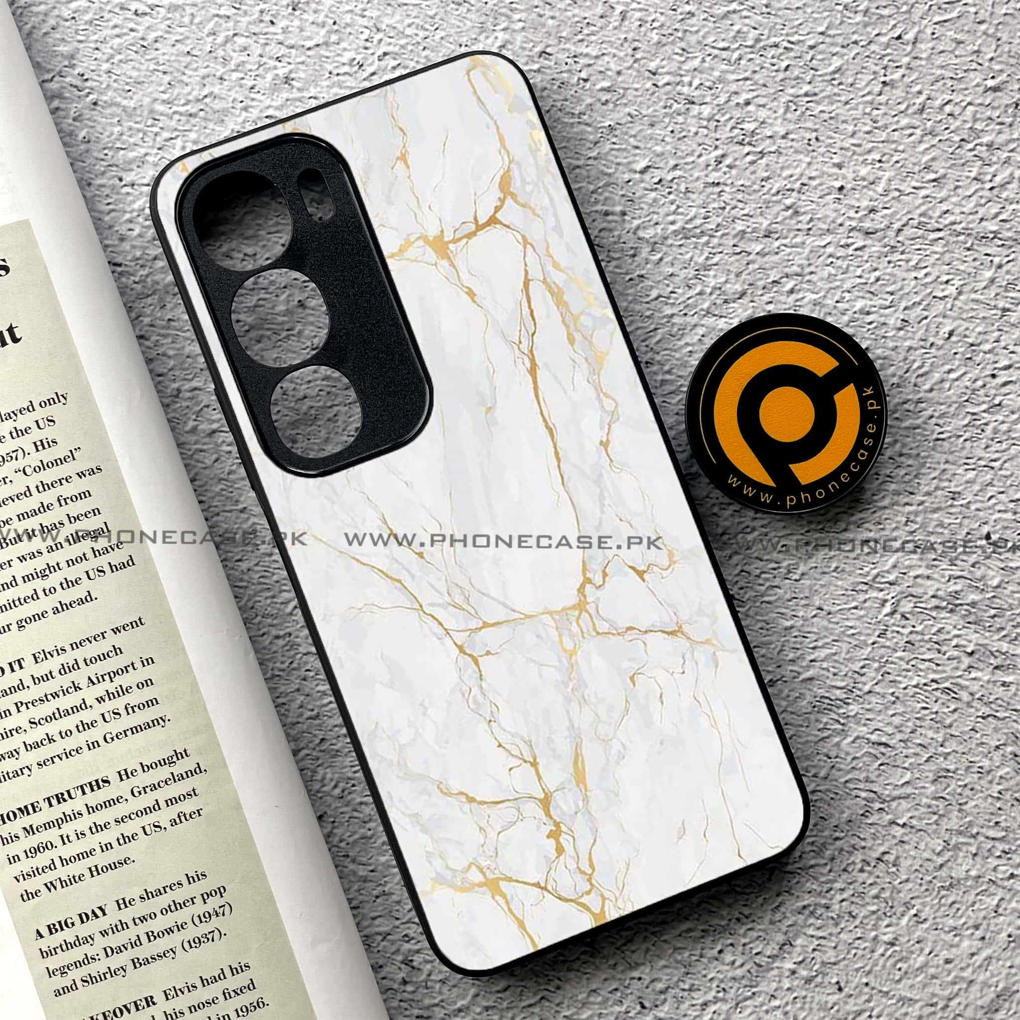 Vivo Y19s - White Marble Series - Premium Printed Glass soft Bumper shock Proof Case