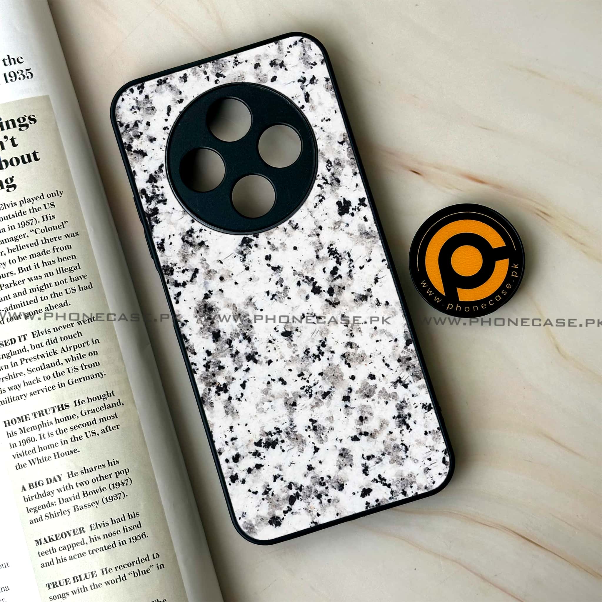 Oppo F27 Pro - White Marble series - Premium Metal Printed soft Bumper Shock Proof Case