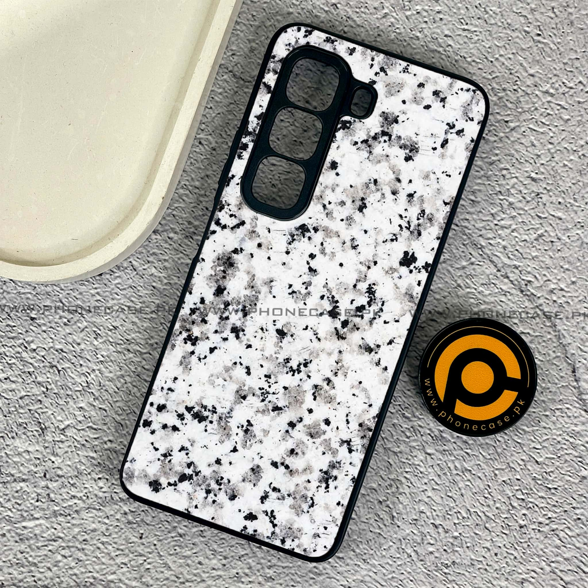 Infinix Hot 50 Pro - White Marble series - Premium Printed Glass soft Bumper shock Proof Case