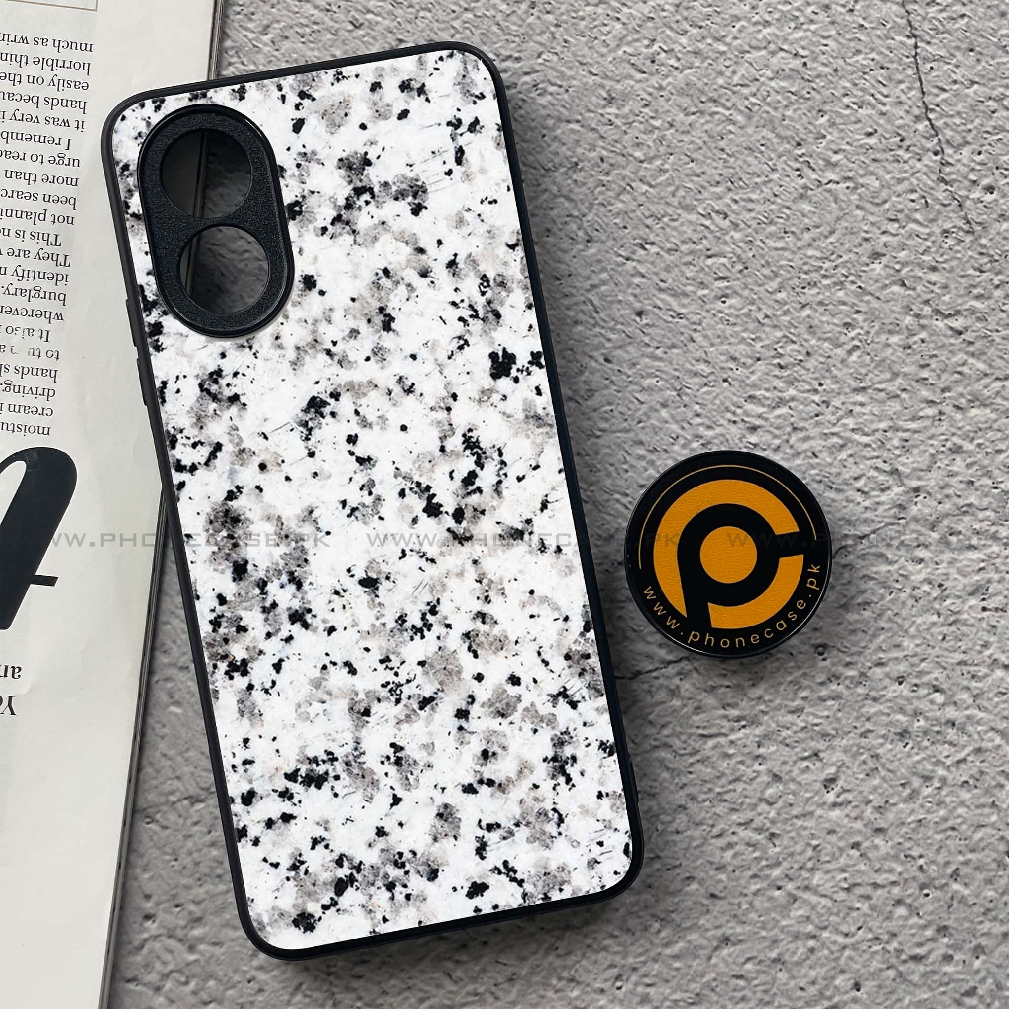 Oppo A18 4G - White Marble series - Premium Printed Glass soft Bumper shock Proof Case