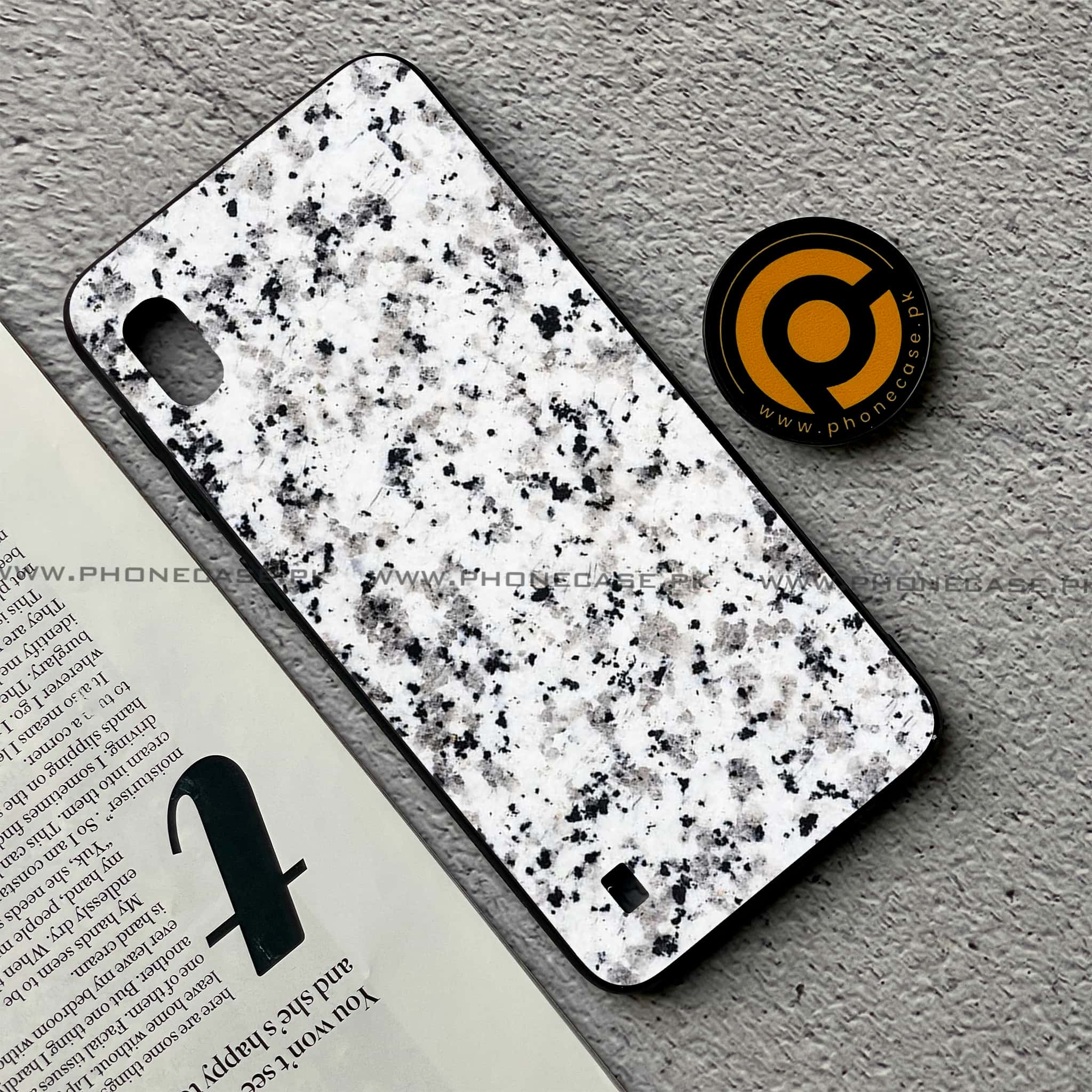 Samsung Galaxy A10 - White Marble Series - Premium Printed Glass soft Bumper shock Proof Case