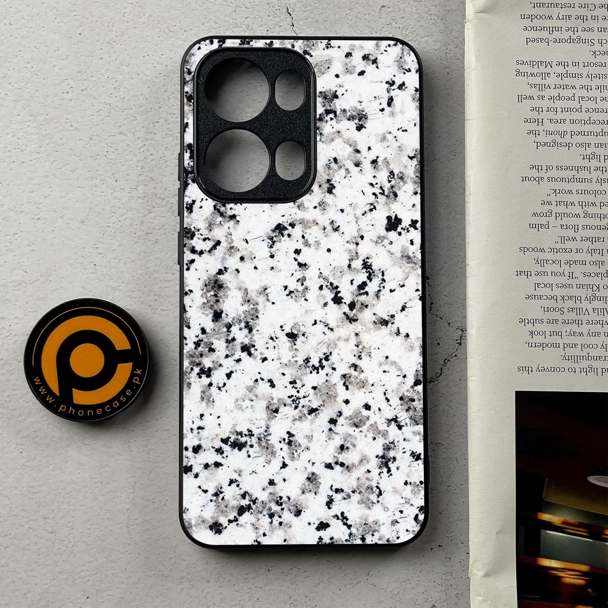 Oppo Reno 13 Pro - White Marble series - Premium Metal Printed Soft Bumper Shockproof Case