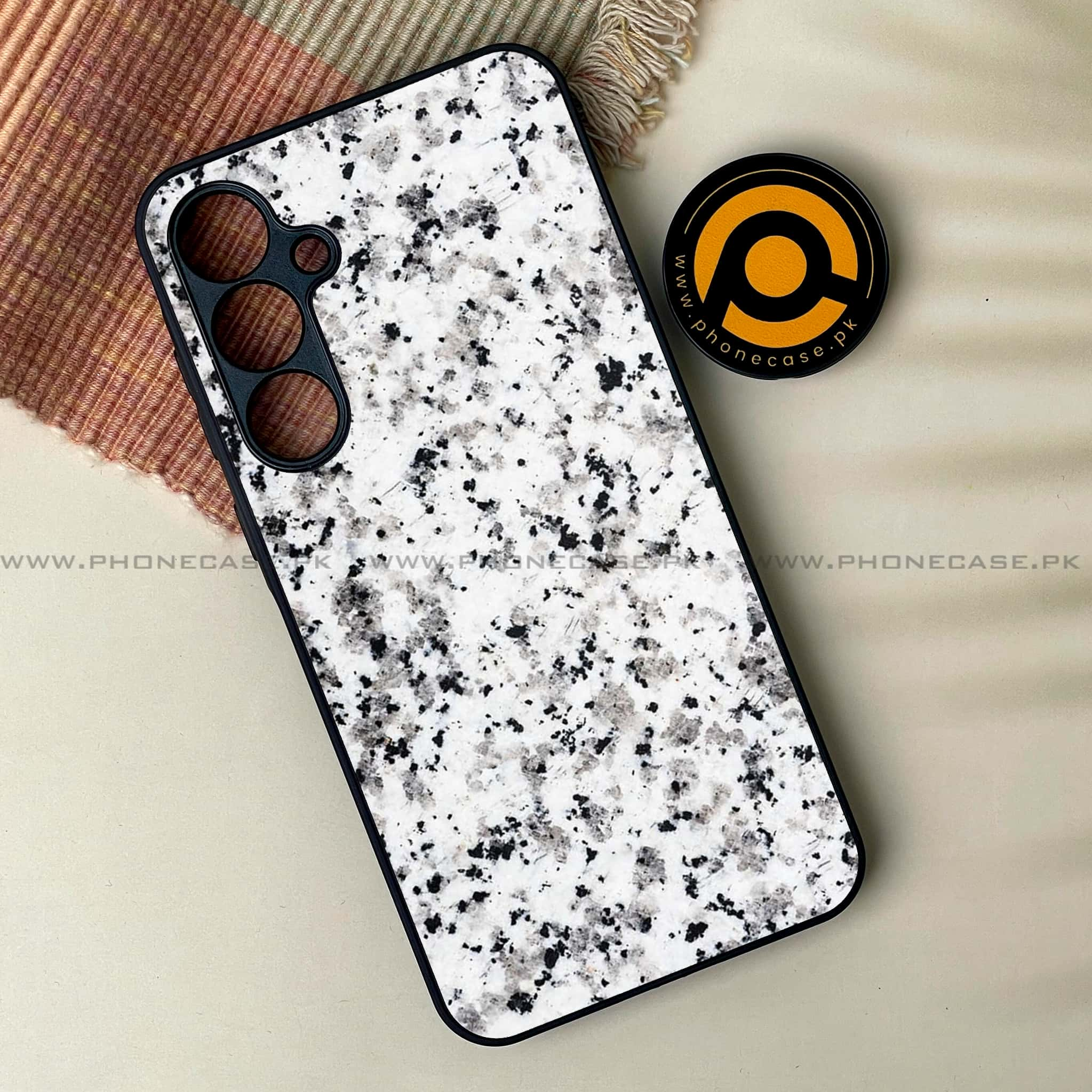 Galaxy A55 5G - White Marble series -  Premium Printed Metal soft Bumper shock Proof Case