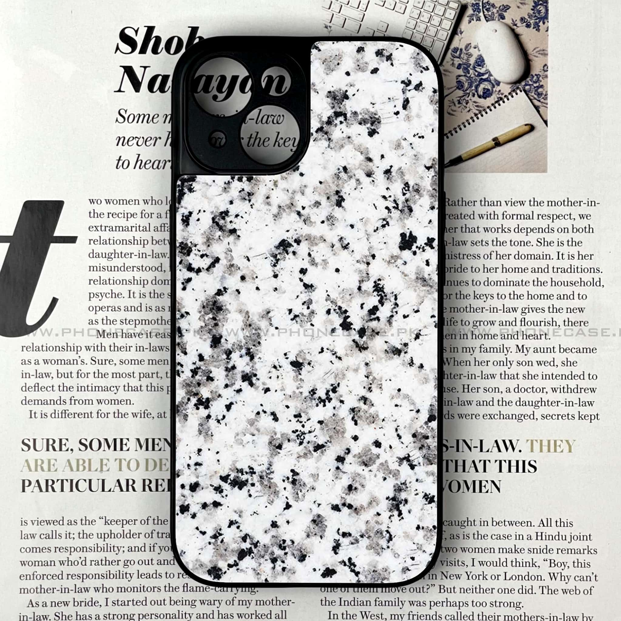 iPhone 15 - White Marble Series - Premium Printed Glass soft Bumper shock Proof Case