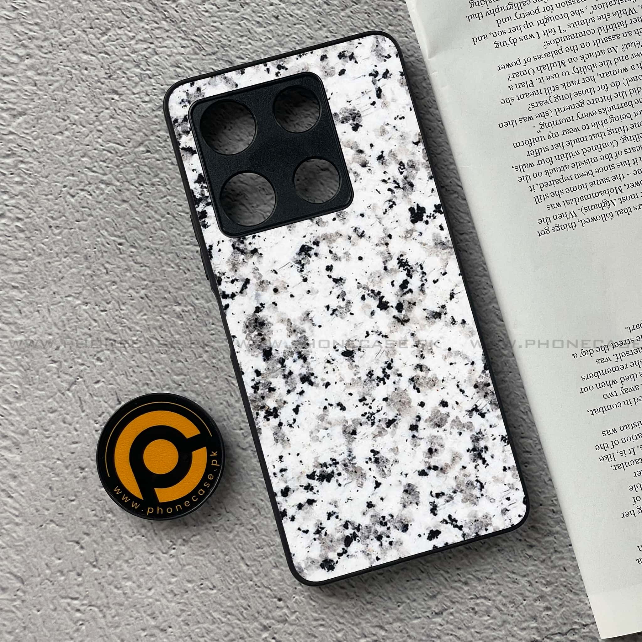 Infinix Note 30 Pro - White Marble Series - Premium Metal Printed soft Bumper shock Proof Case