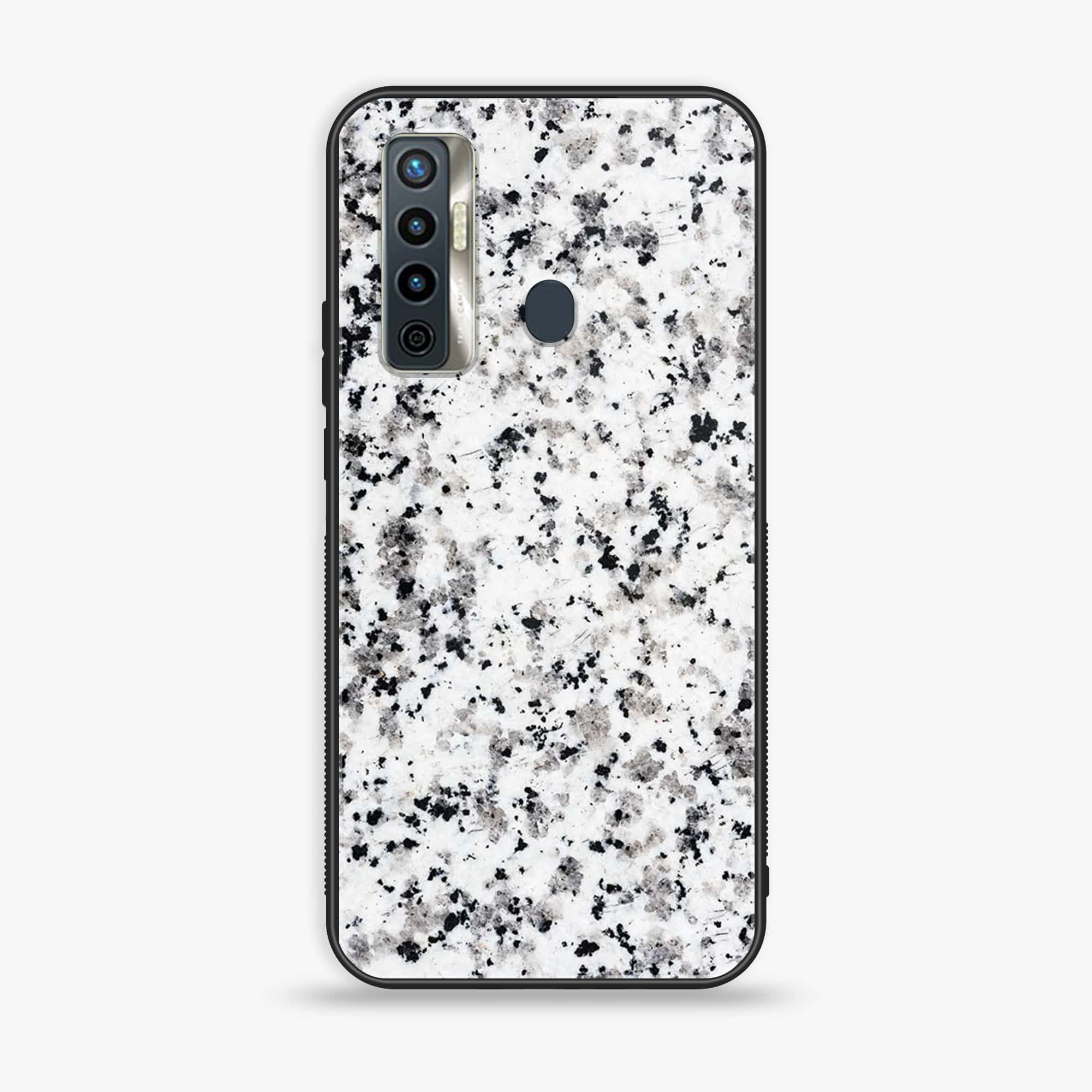 Tecno Camon 17 - White Marble Series - Premium Printed Glass soft Bumper shock Proof Case