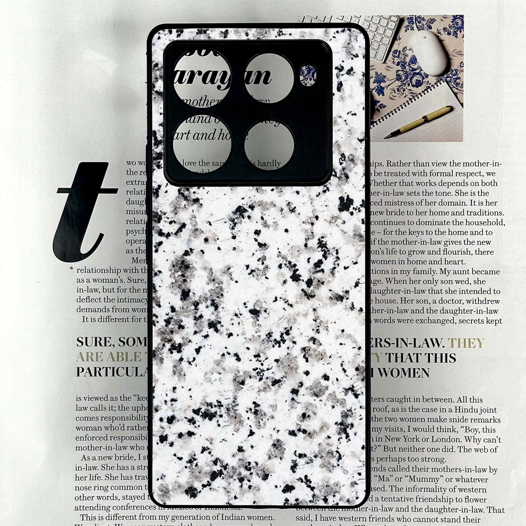 Infinix Note 40 Pro Plus - White Marble series - Premium Metal Printed soft Bumper shock Proof Case