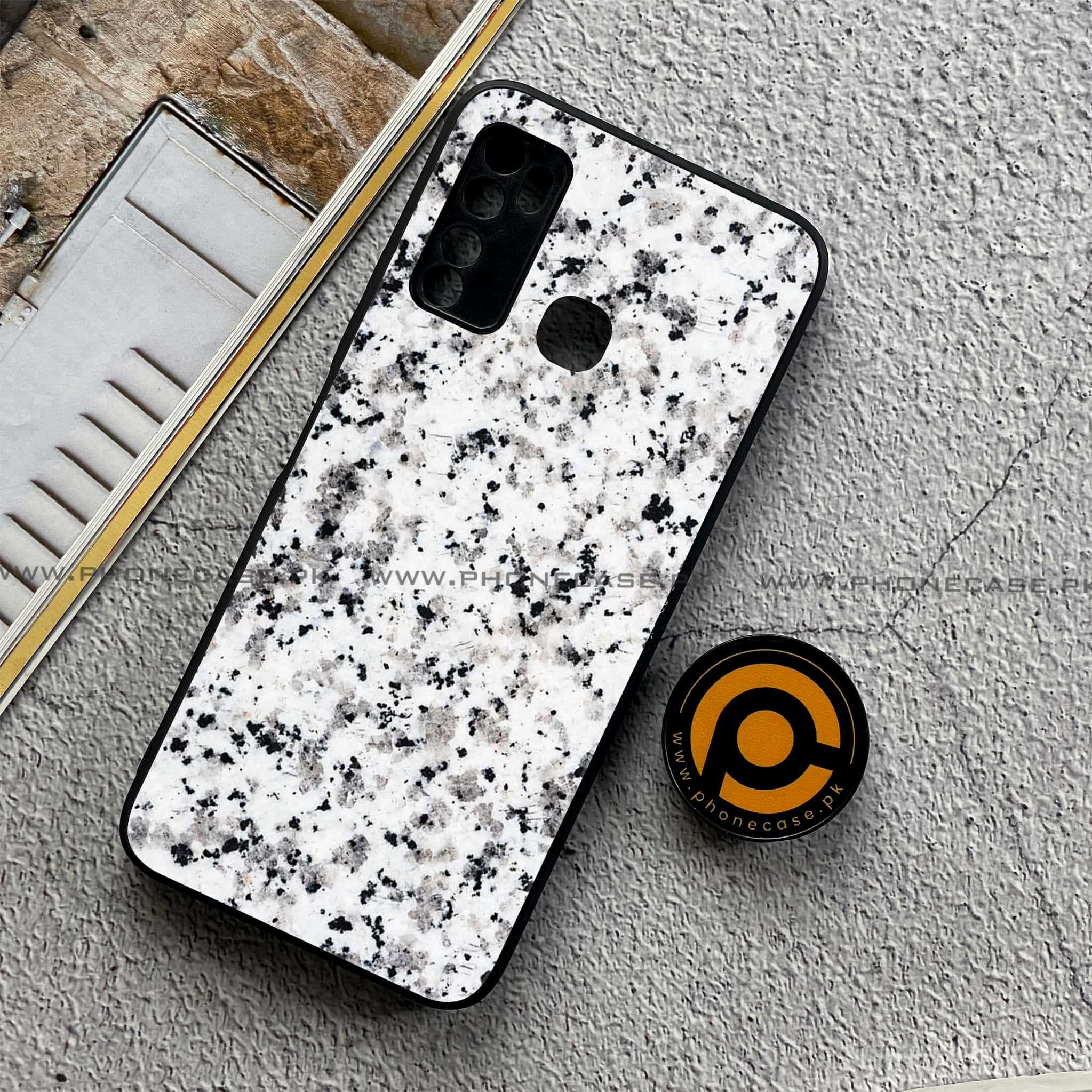 Infinix Note 7 Lite - White Marble series - Premium Printed Metal soft Bumper shock Proof Case