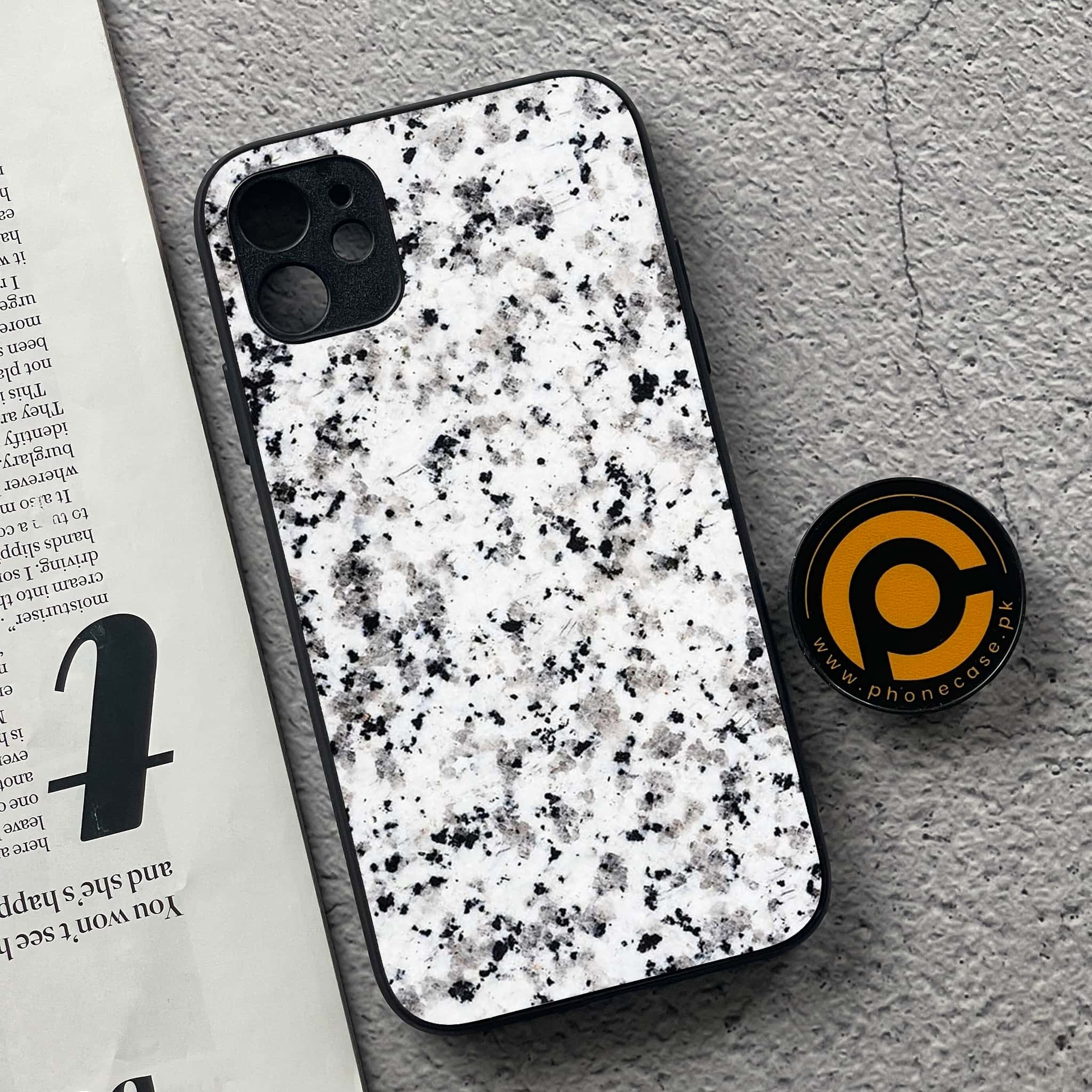 iPhone 11 White Marble Series  Premium Printed Glass soft Bumper shock Proof Case