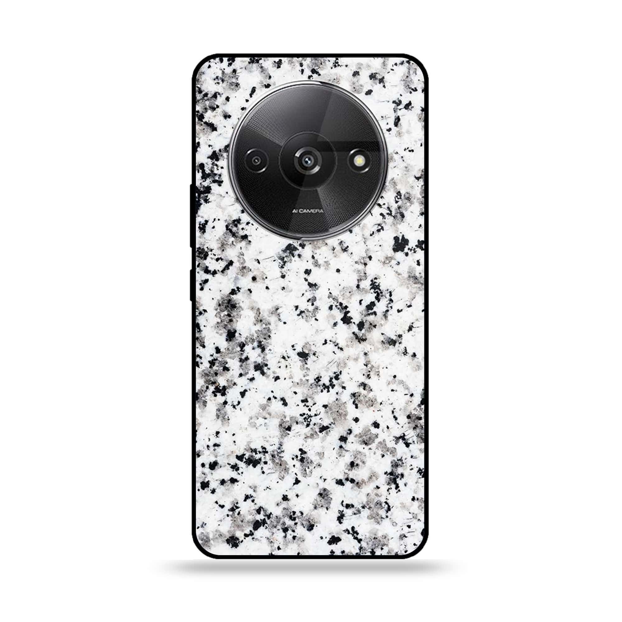 Xiaomi Redmi A3 - White Marble series - Premium Printed Glass soft Bumper shock Proof Cas
