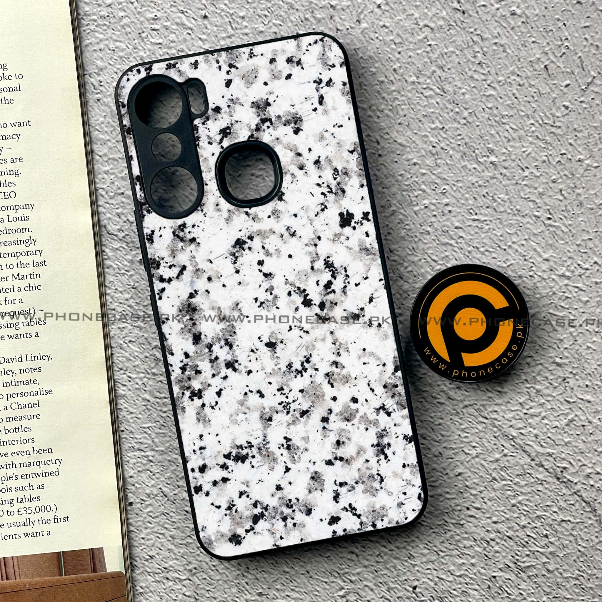 Infinix Hot 12 Pro - White Marble Series - Premium Printed Glass soft Bumper shock Proof Case