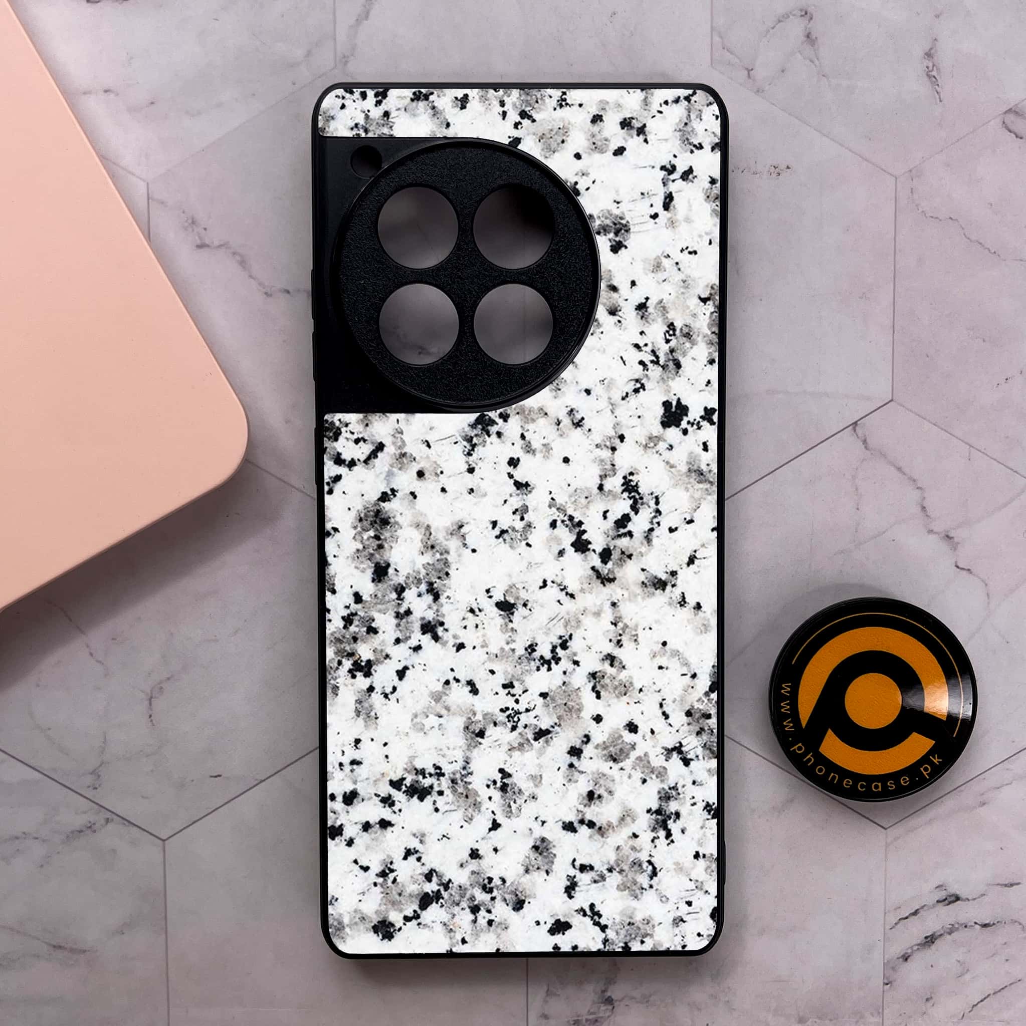 OnePlus 12R - White Marble Series - Premium Metal Printed soft Bumper shock Proof Case