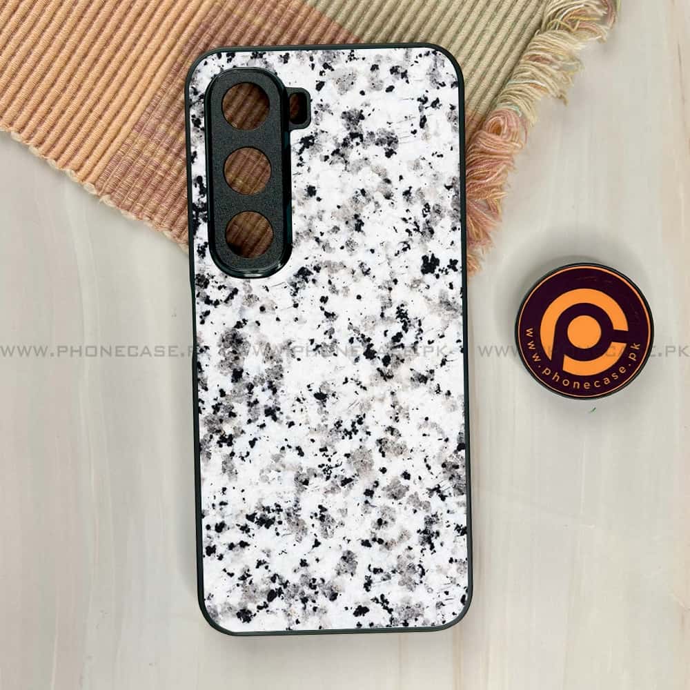 Infinix Hot 60i - White Marble series - Premium Metal Printed soft Bumper shock Proof Case