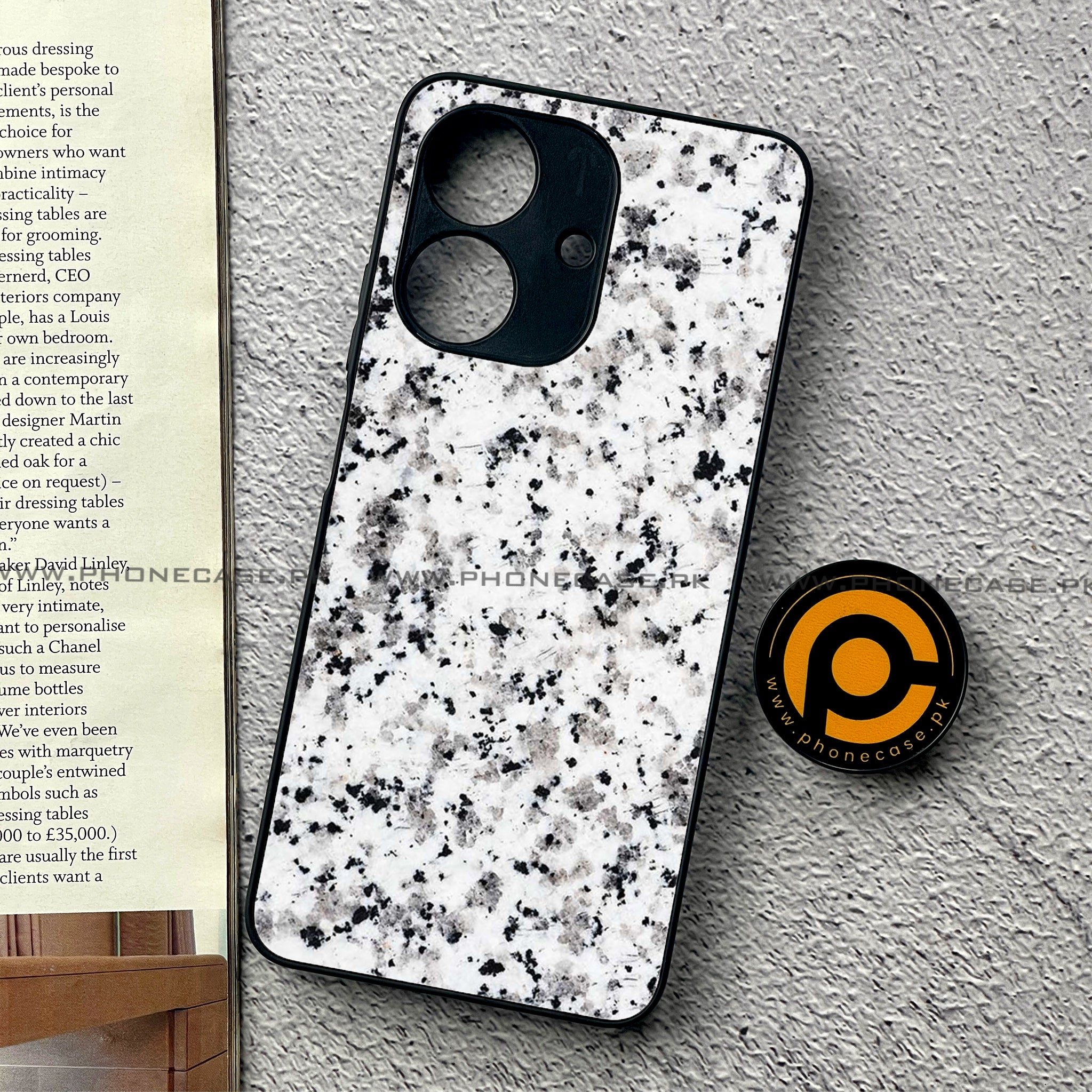 Realme Note 60 - White Marble Series - Premium Printed Glass soft Bumper shock Proof Case