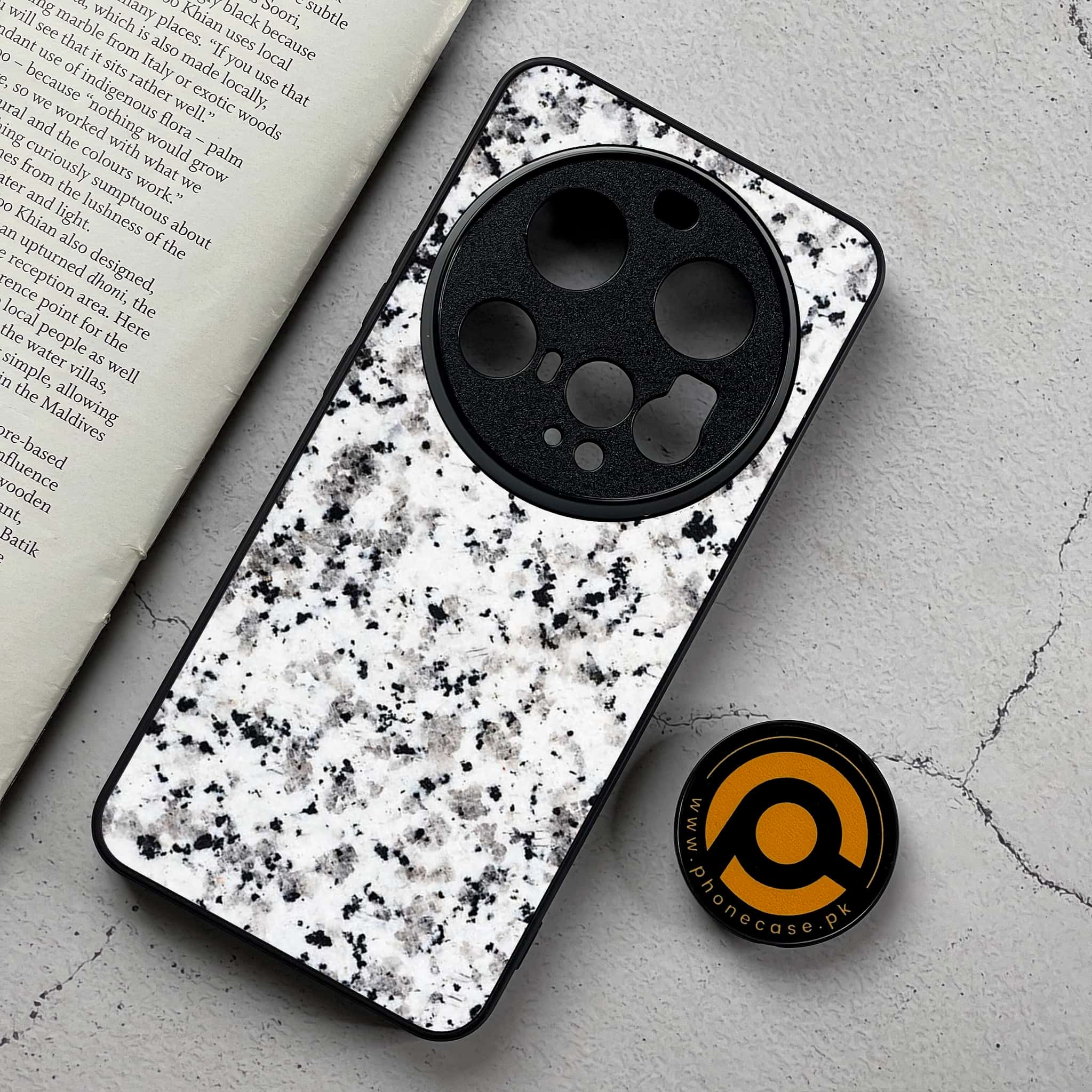 Xiaomi 15 Ultra - White Marble Series - Premium Metal Printed Soft Bumper Shockproof Case