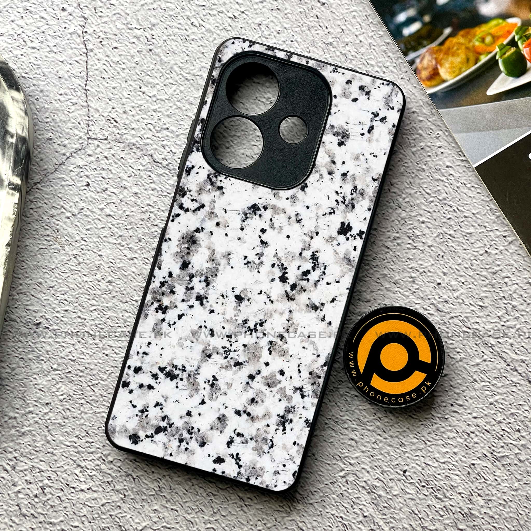 Oppo A5i - White Marble Series - Premium Metal Printed soft Bumper shock Proof Case