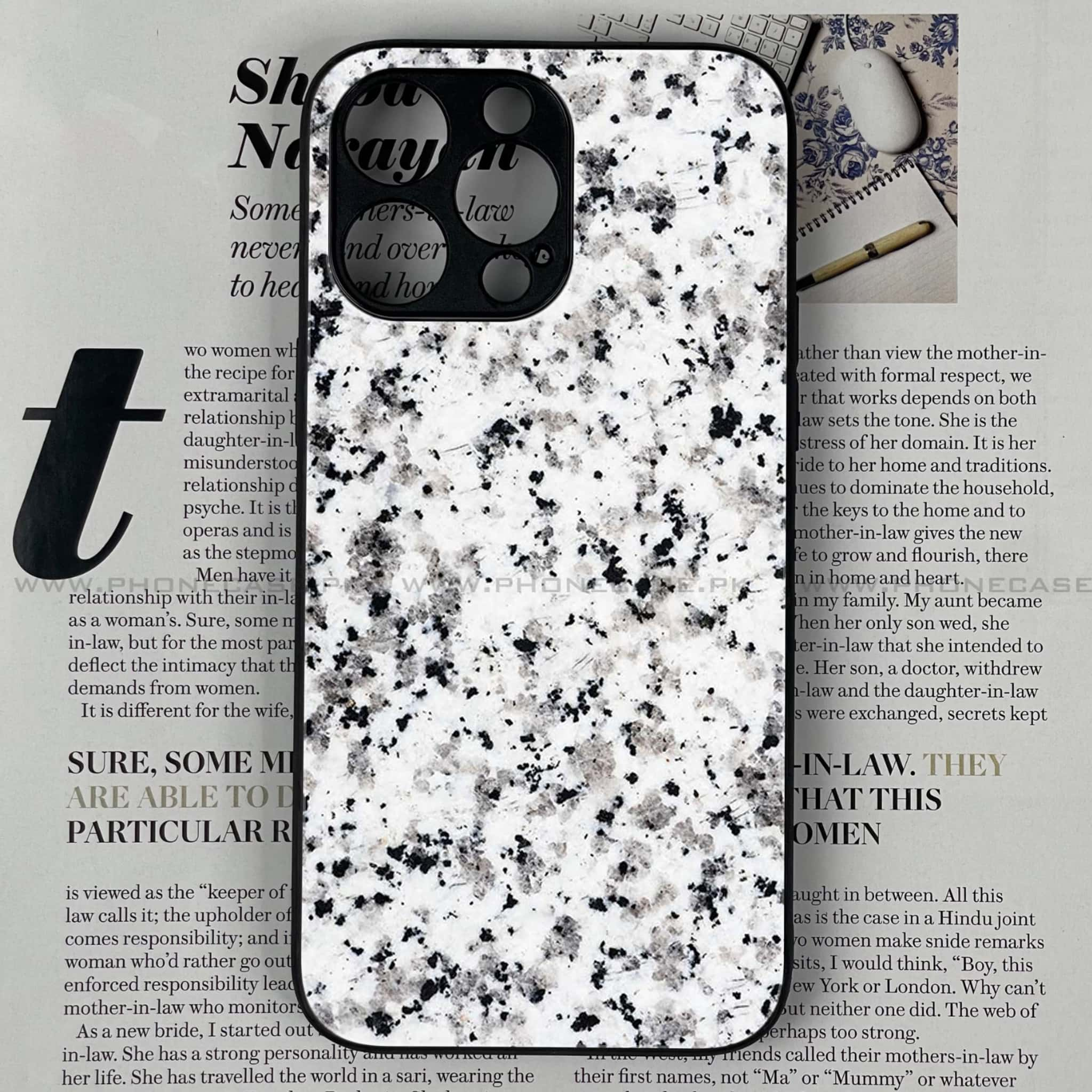 iPhone 15 Pro - White Marble Series - Premium Printed Glass soft Bumper shock Proof Case