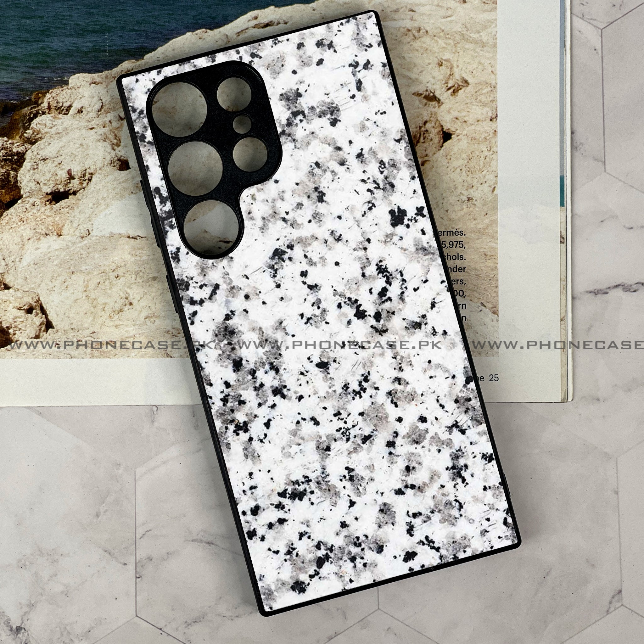 Samsung Galaxy S23 Ultra - White Marble Series - Premium Printed Glass soft Bumper shock Proof Case