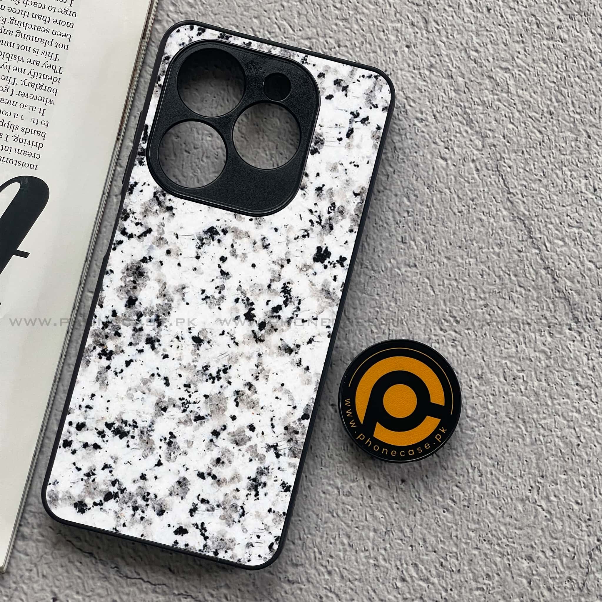 Tecno Spark 20C - White Marble Series - Premium Printed Glass soft Bumper shock Proof Case