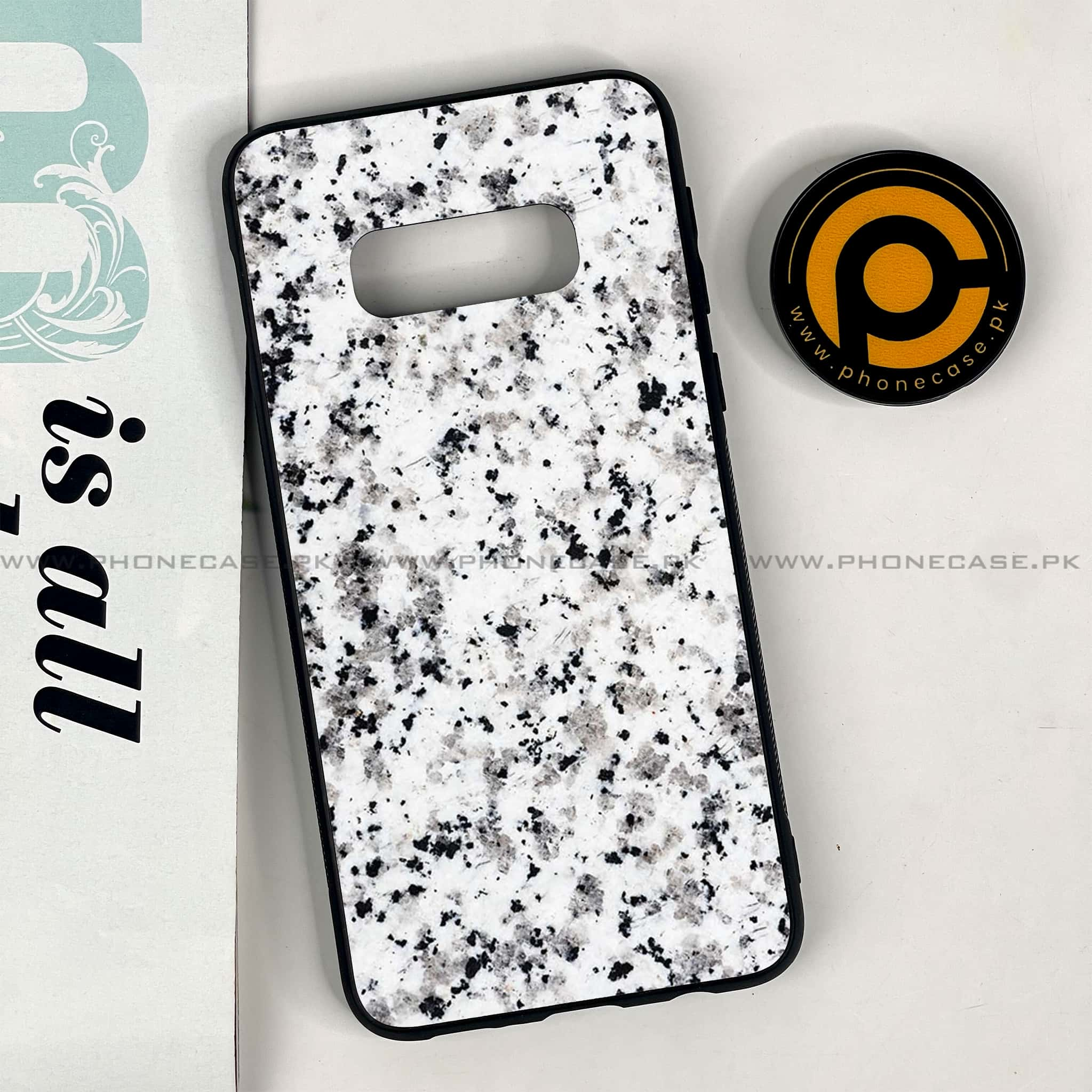 Galaxy S10e - White Marble series - Premium Printed Glass soft Bumper shock Proof Case