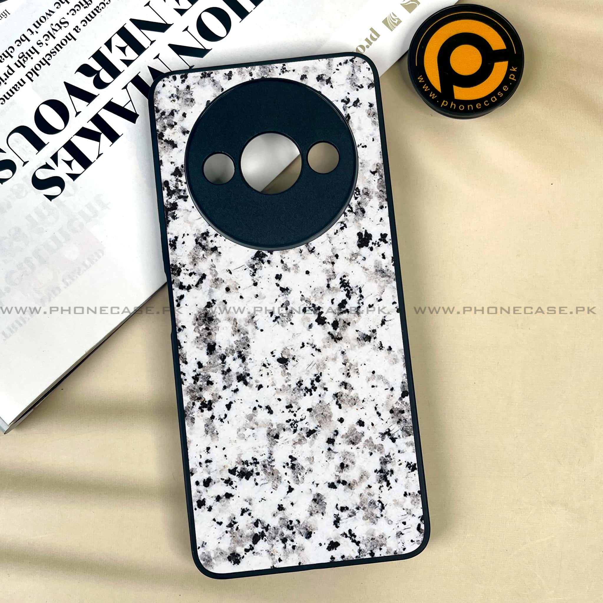 Xiaomi Redmi A3x - White Marble series - Premium Printed Metal soft Bumper shock Proof Case