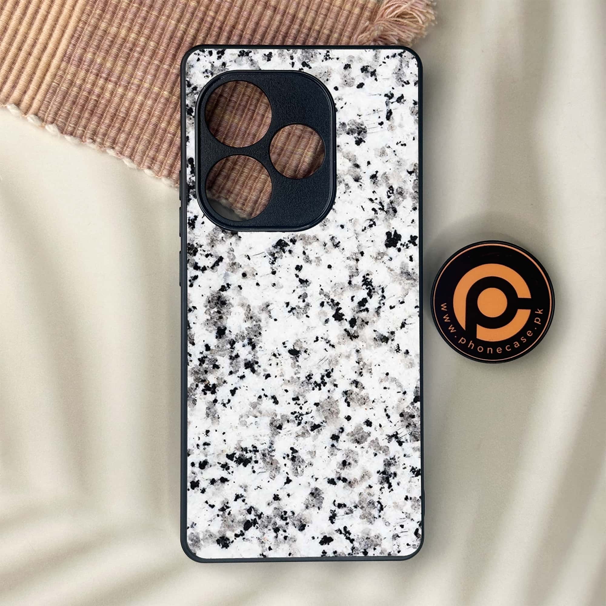 Realme GT 6 - White Marble Series - Premium Metal Printed soft Bumper shock Proof Case