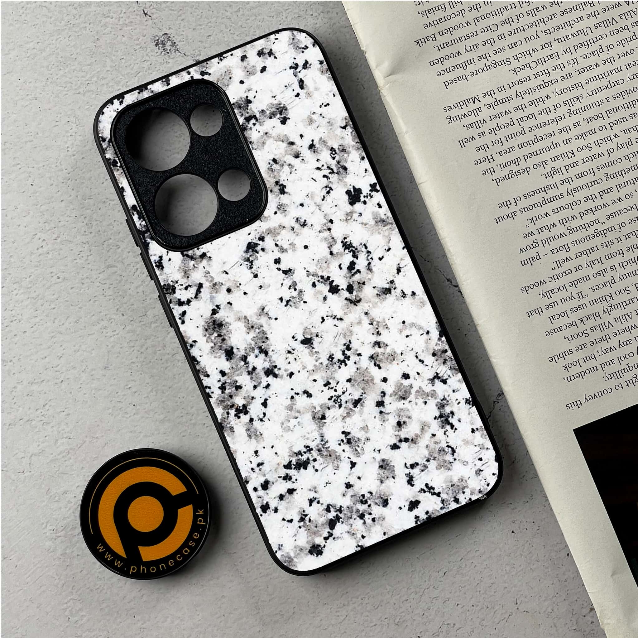 Oppo Reno 13 - White Marble Series - Premium Metal Printed Soft Bumper Shockproof Case