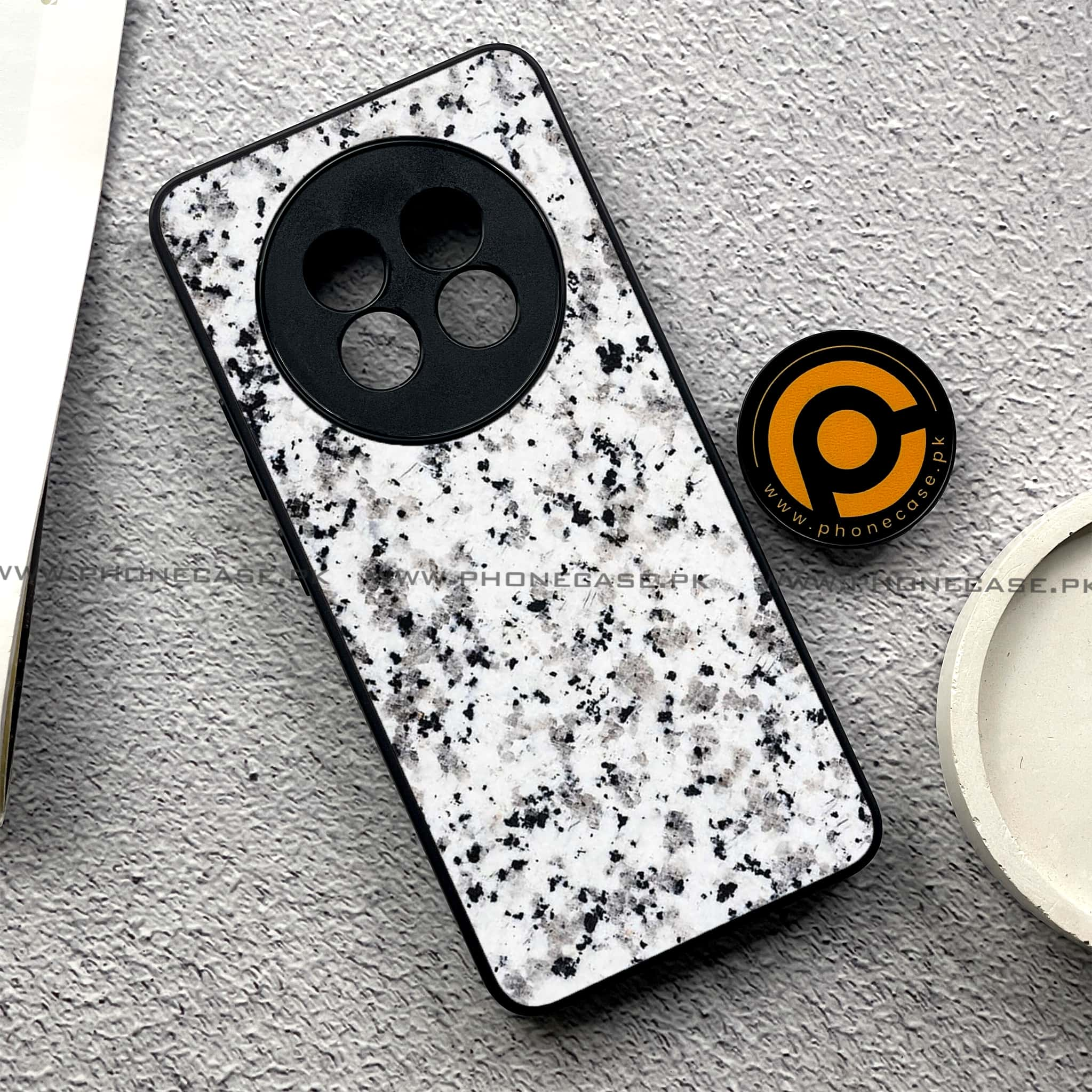 Realme 13 Plus - White Marble series - Premium Printed Glass soft Bumper shock Proof Case