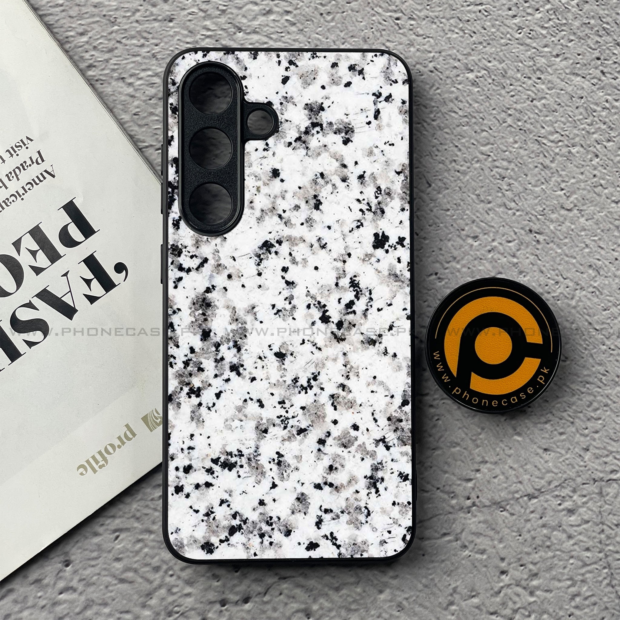 Samsung Galaxy S25 FE - White Marble Series - Premium Metal Printed soft Bumper shock Proof Case