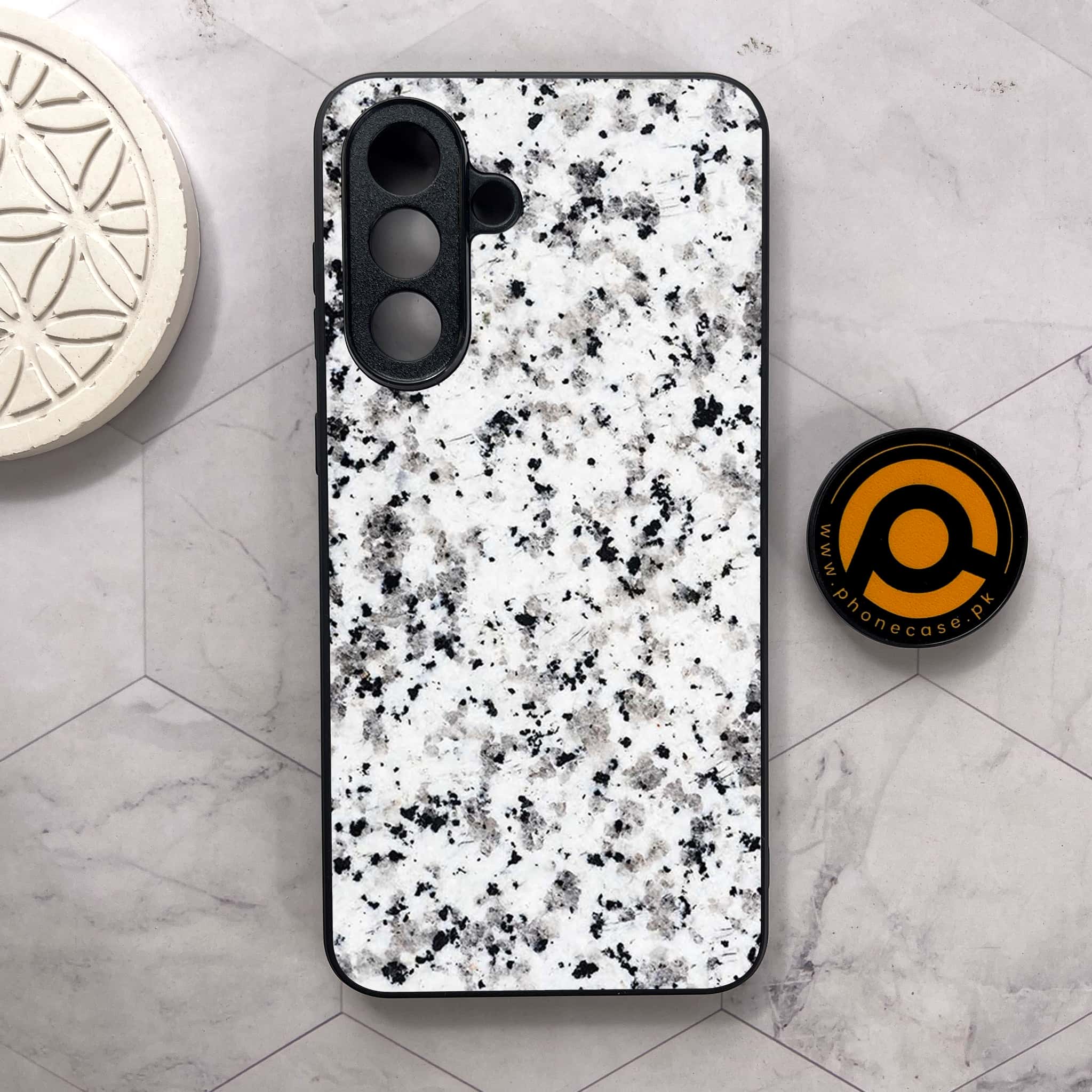 Samsung Galaxy A26 5G - White Marble series - Premium Metal Printed soft Bumper shock Proof Case