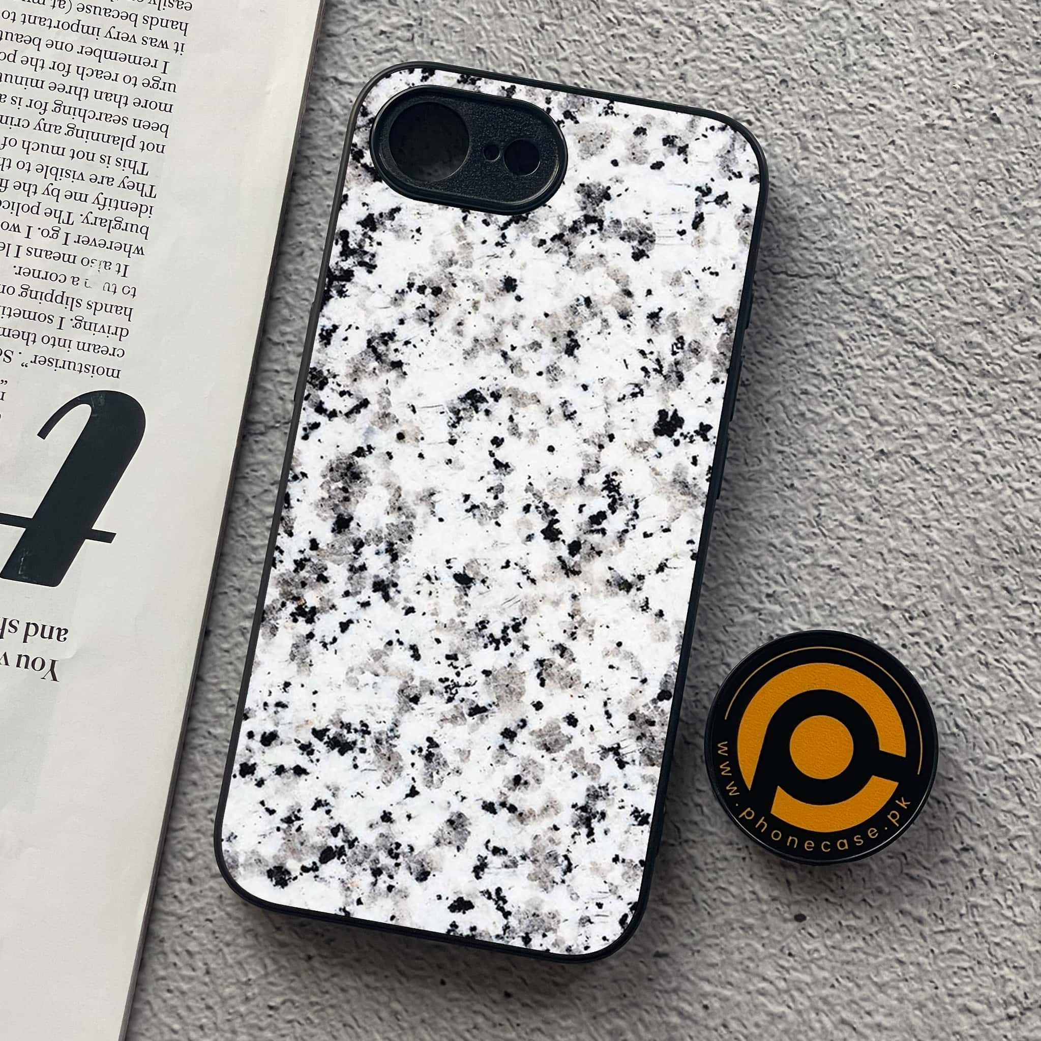 iPhone 16e - White Marble Series - Premium Metal  Printed soft Bumper shock Proof Case