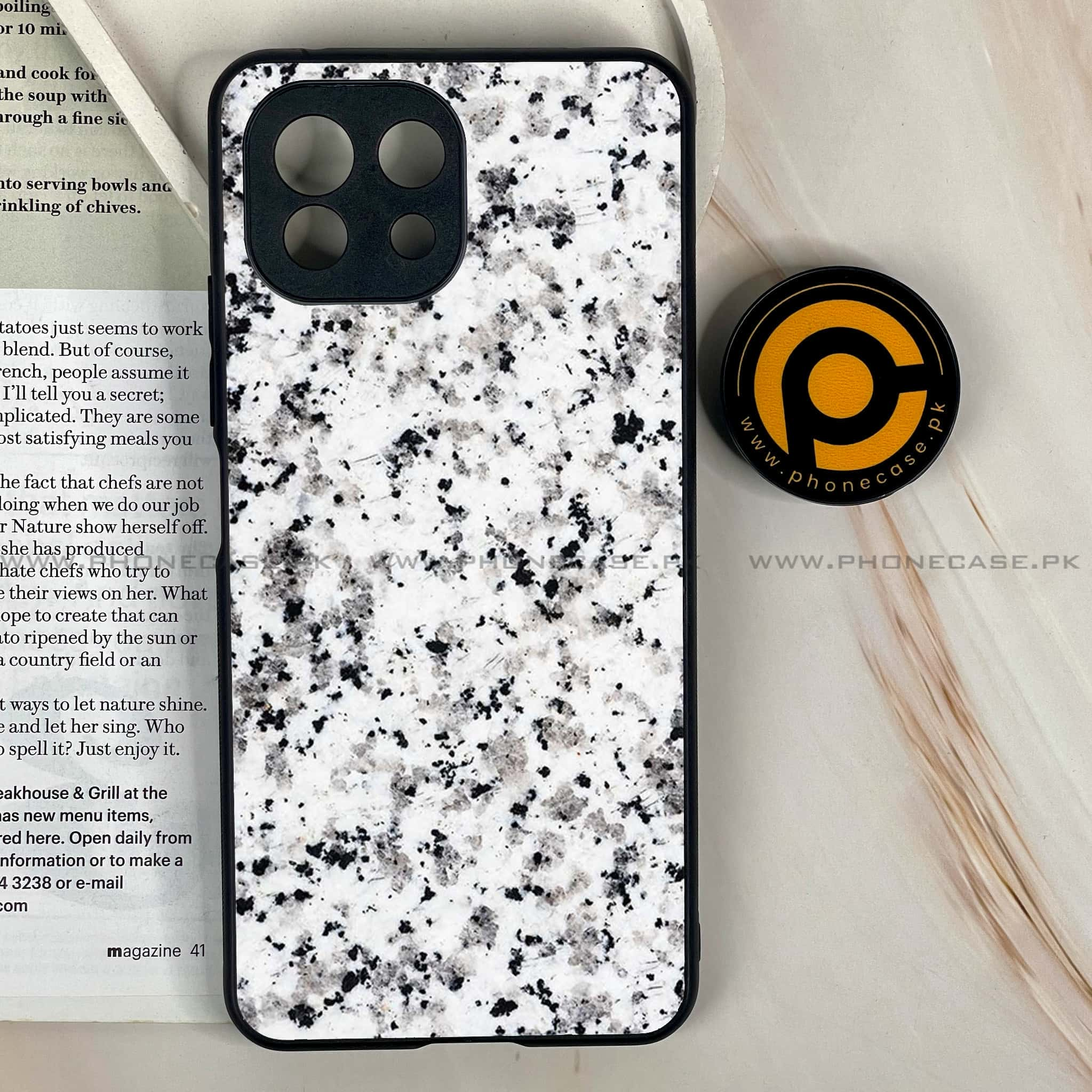 Mi 11 Lite - White Marble Series - Premium Printed Glass soft Bumper shock Proof Case