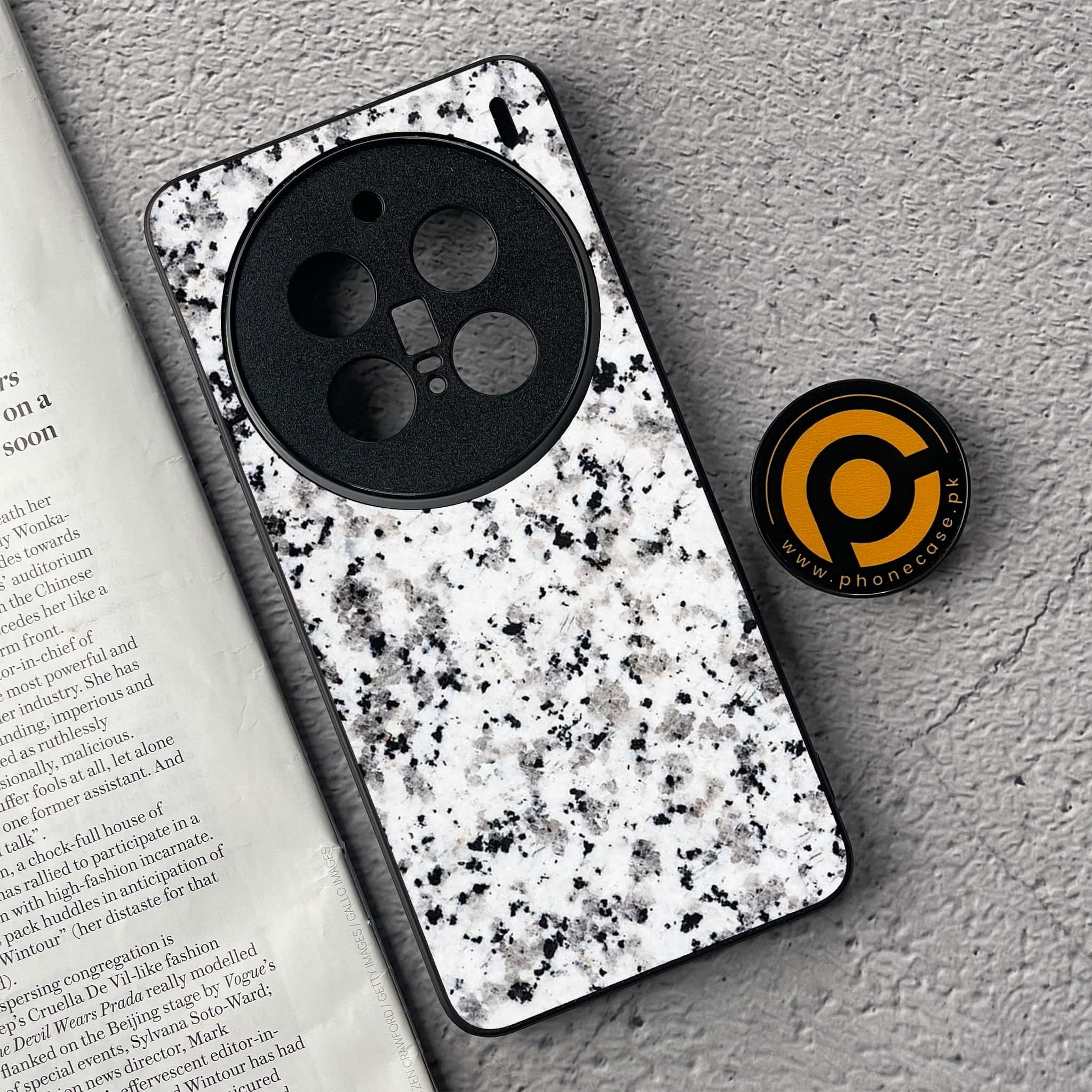 Vivo X200 Pro - White Marble Series - Premium Metal  Printed soft Bumper shock Proof Case