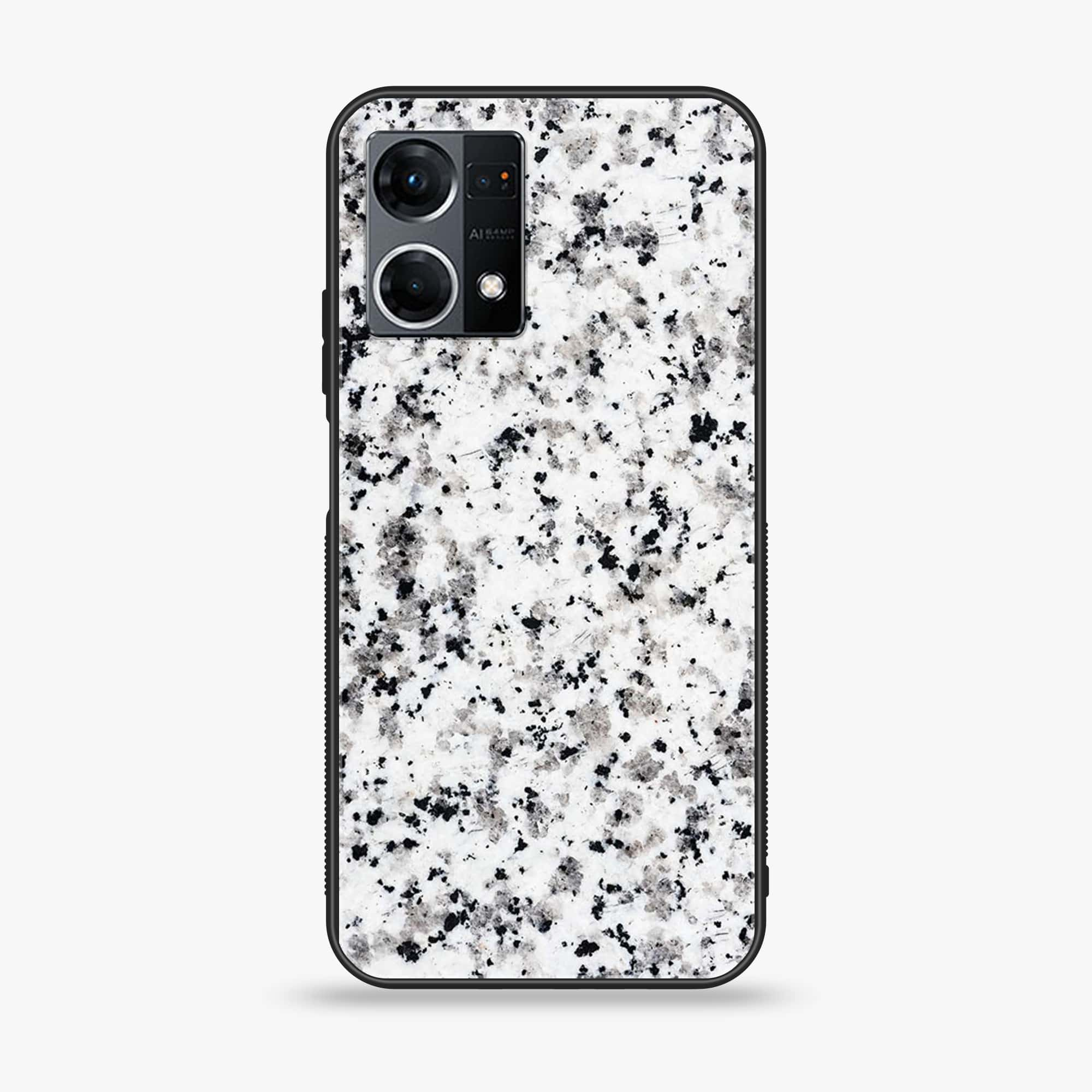 Oppo Reno 7 - White Marble series - Premium Printed Glass soft Bumper shock Proof Case