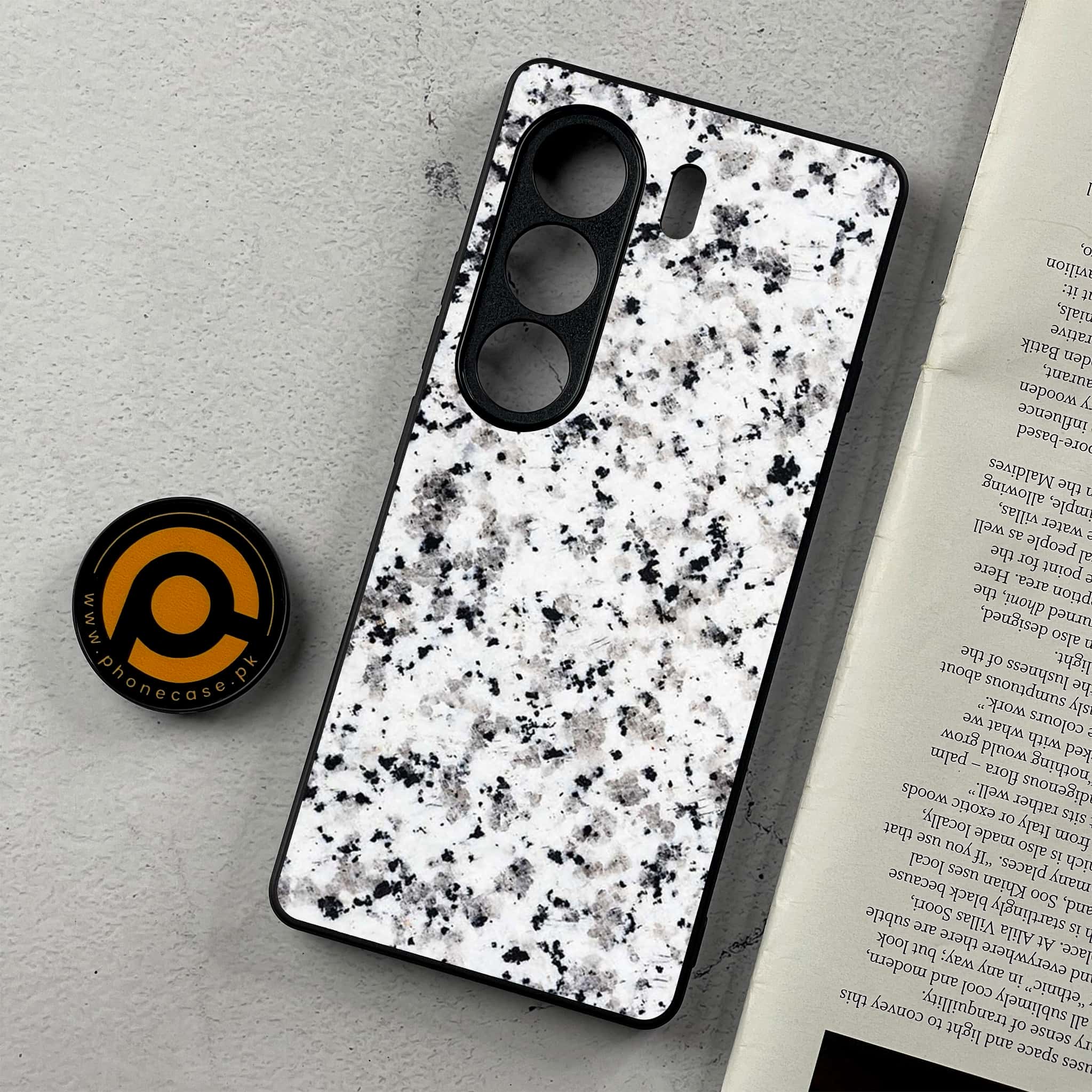 Tecno Camon 40 - White Marble Series - Premium Metal Printed Soft Bumper Shockproof Case