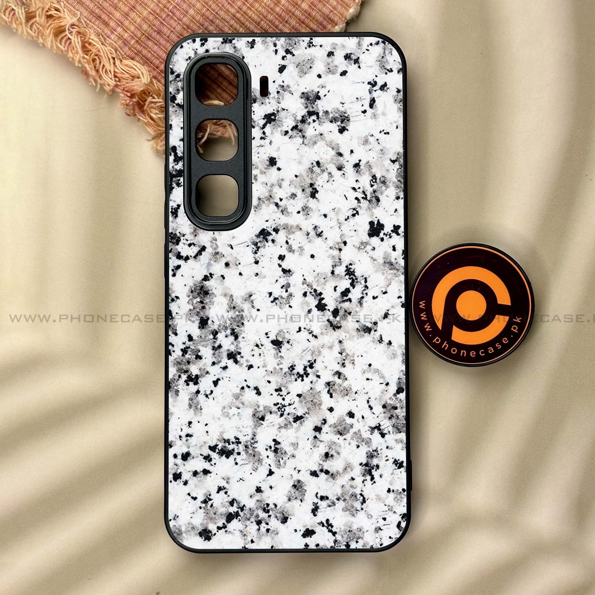 Infinix Hot 60 Pro - White Marble series - Premium Metal Printed soft Bumper shock Proof Case