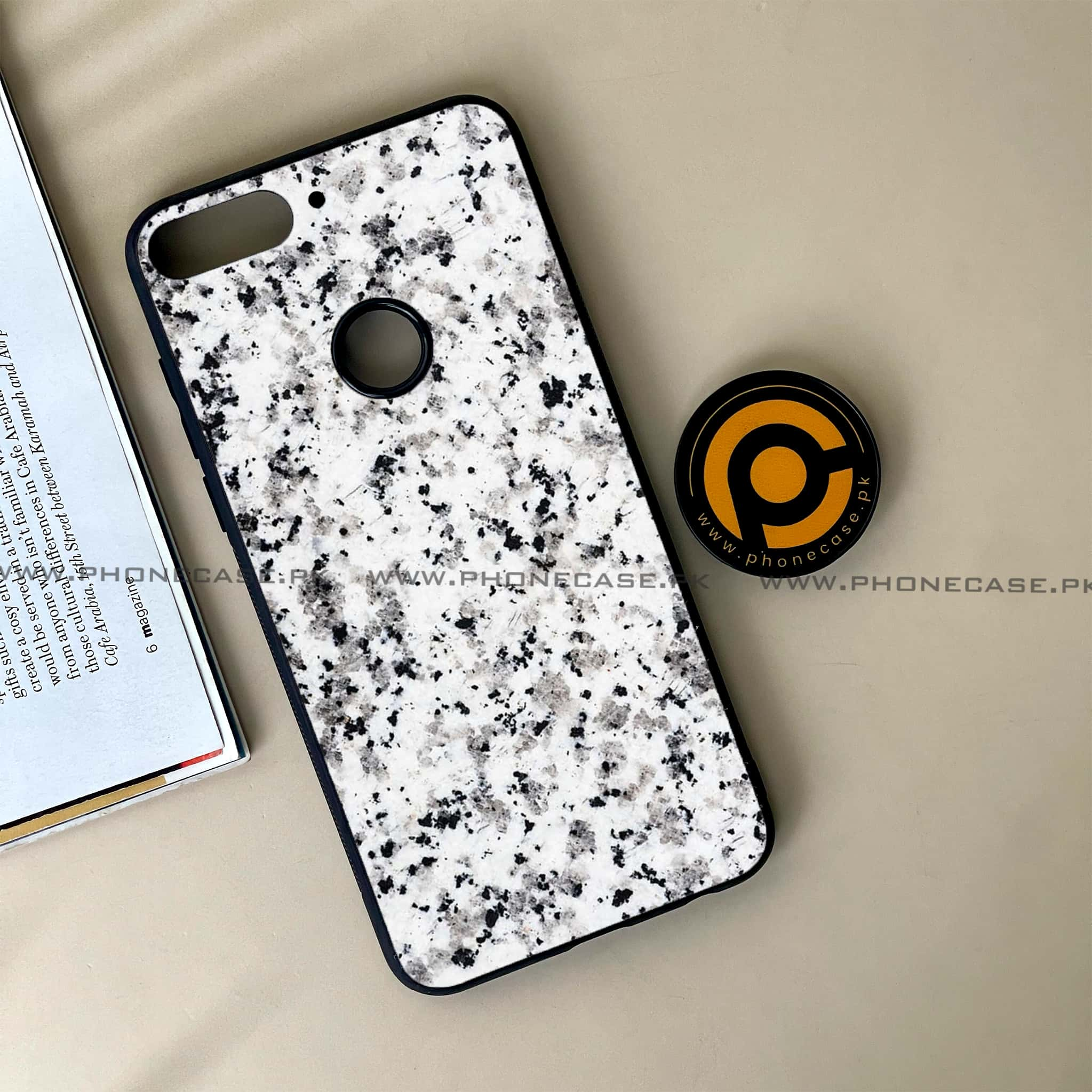 Huawei Y7 Prime (2018) - White Marble Series - Premium Printed Glass soft Bumper shock Proof Case