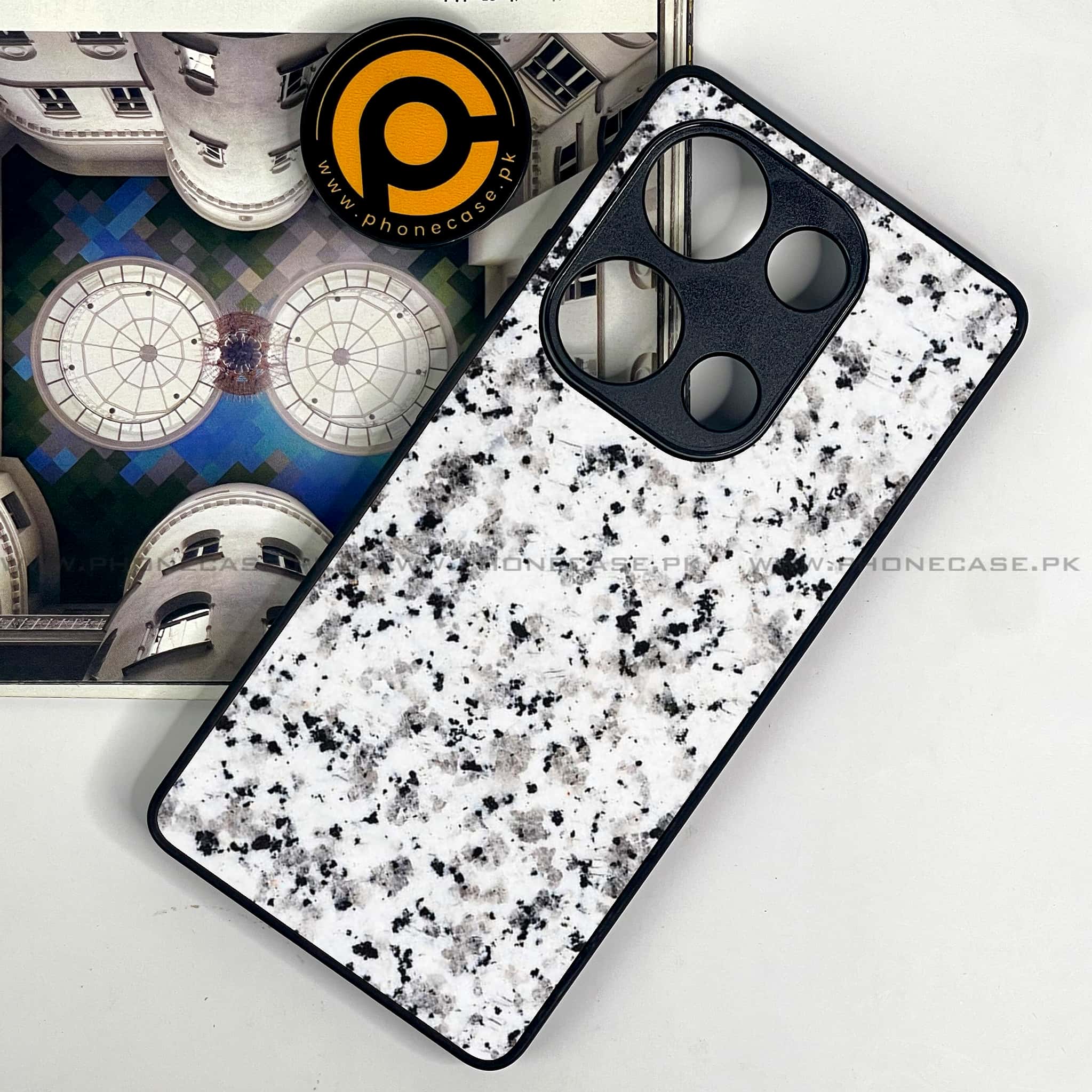 Redmi Note 13 Pro 4G - White Marble Series - Premium Metal Printed soft Bumper shock Proof Case