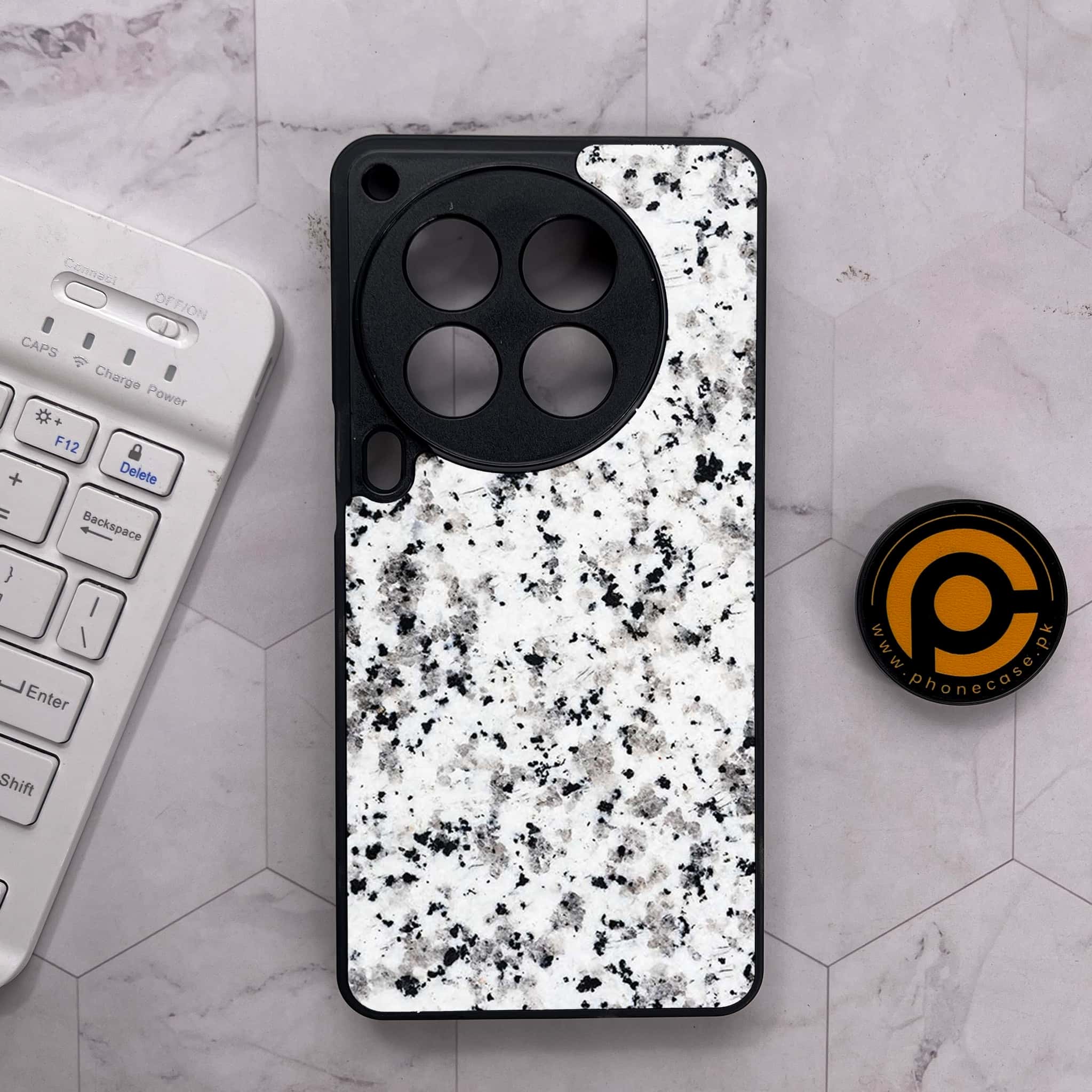 Tecno Camon 30 Premier - White Marble Series - Premium Metal Printed soft Bumper shock Proof Case