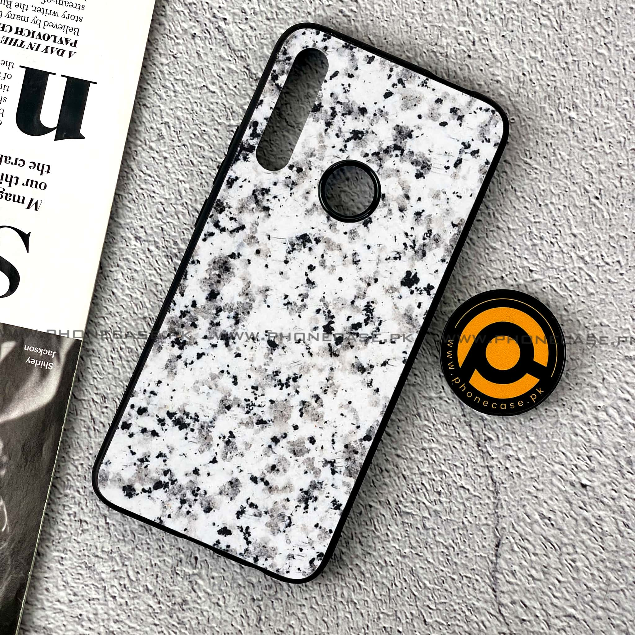 Huawei Y9 Prime (2019) - White  Marble Series - Premium Printed Glass soft Bumper shock Proof Case