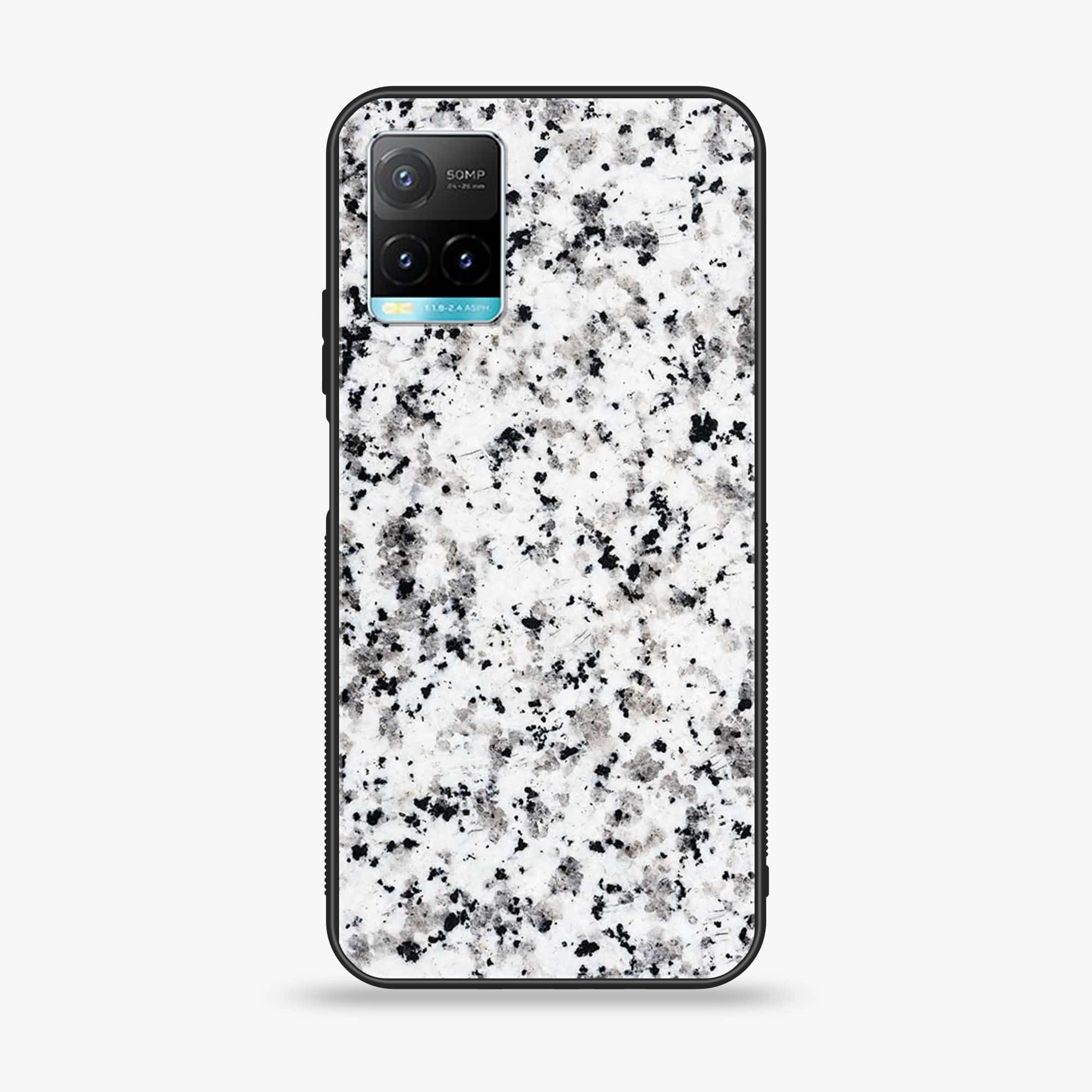 Vivo Y33T White Marble Series  Premium Printed Glass soft Bumper shock Proof Case